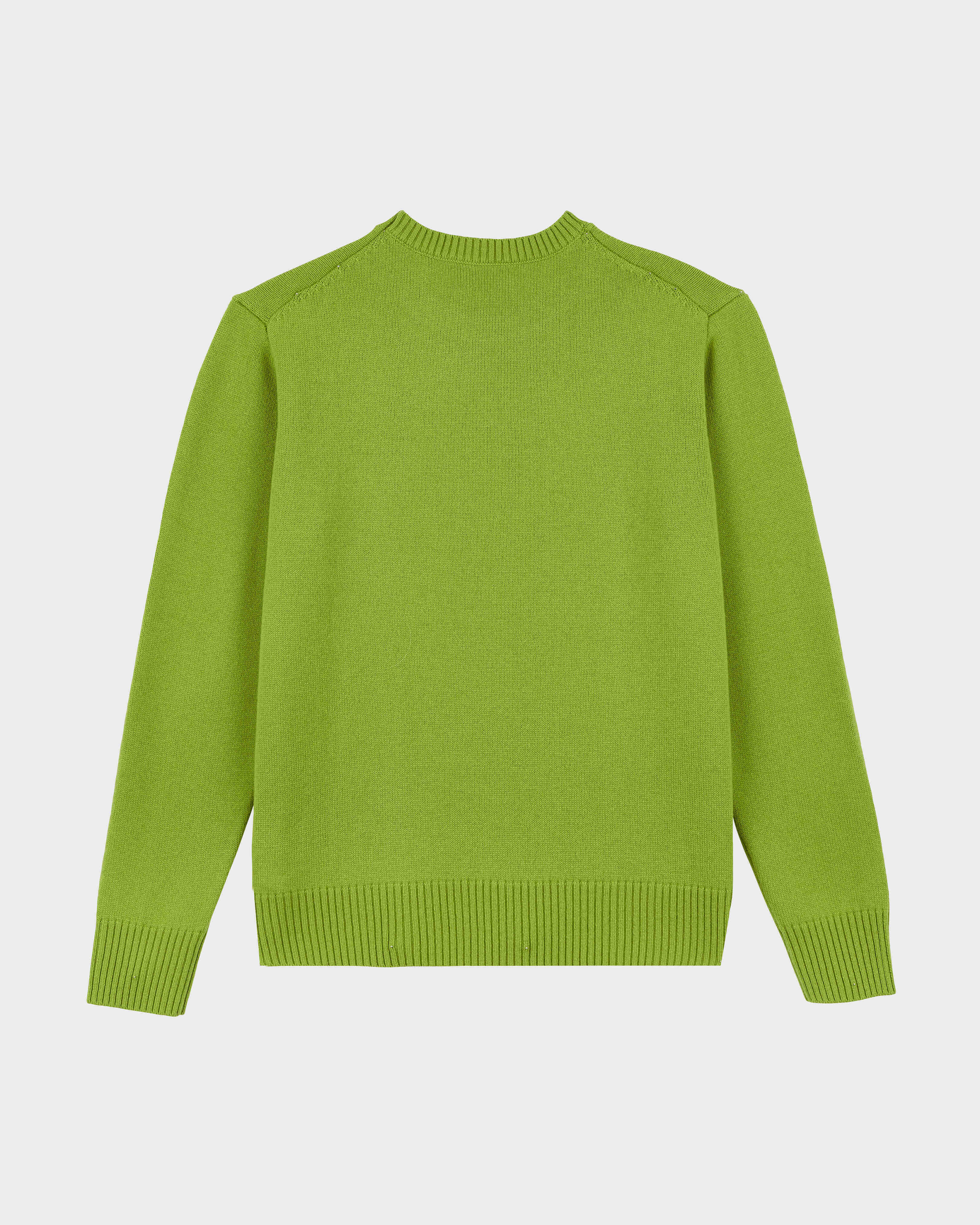 Men Wool and Cashmere Crewneck Sweater Turtle MATCHA back view