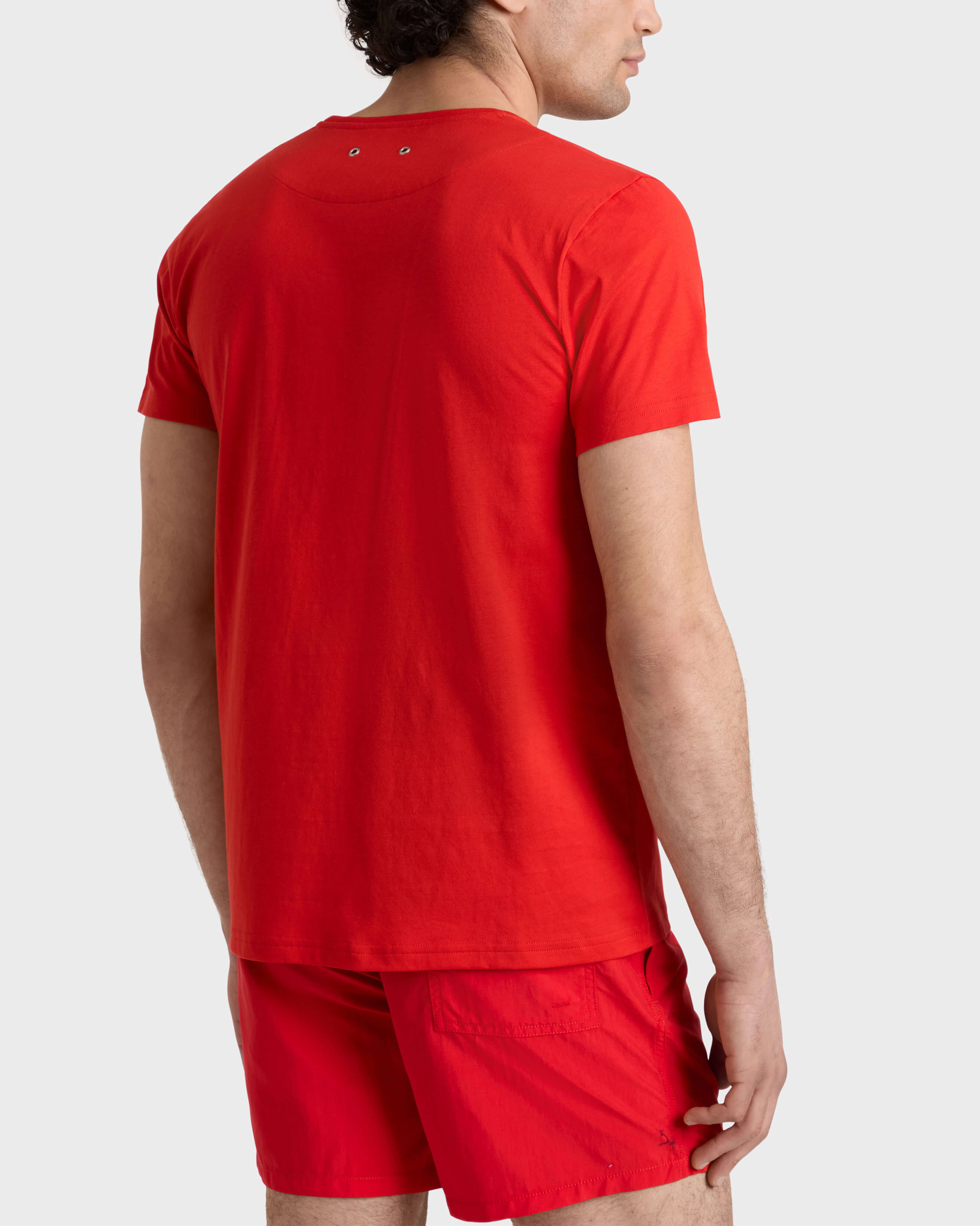 Men Organic Cotton T-shirt Year of the Goat POPPY RED backworn view