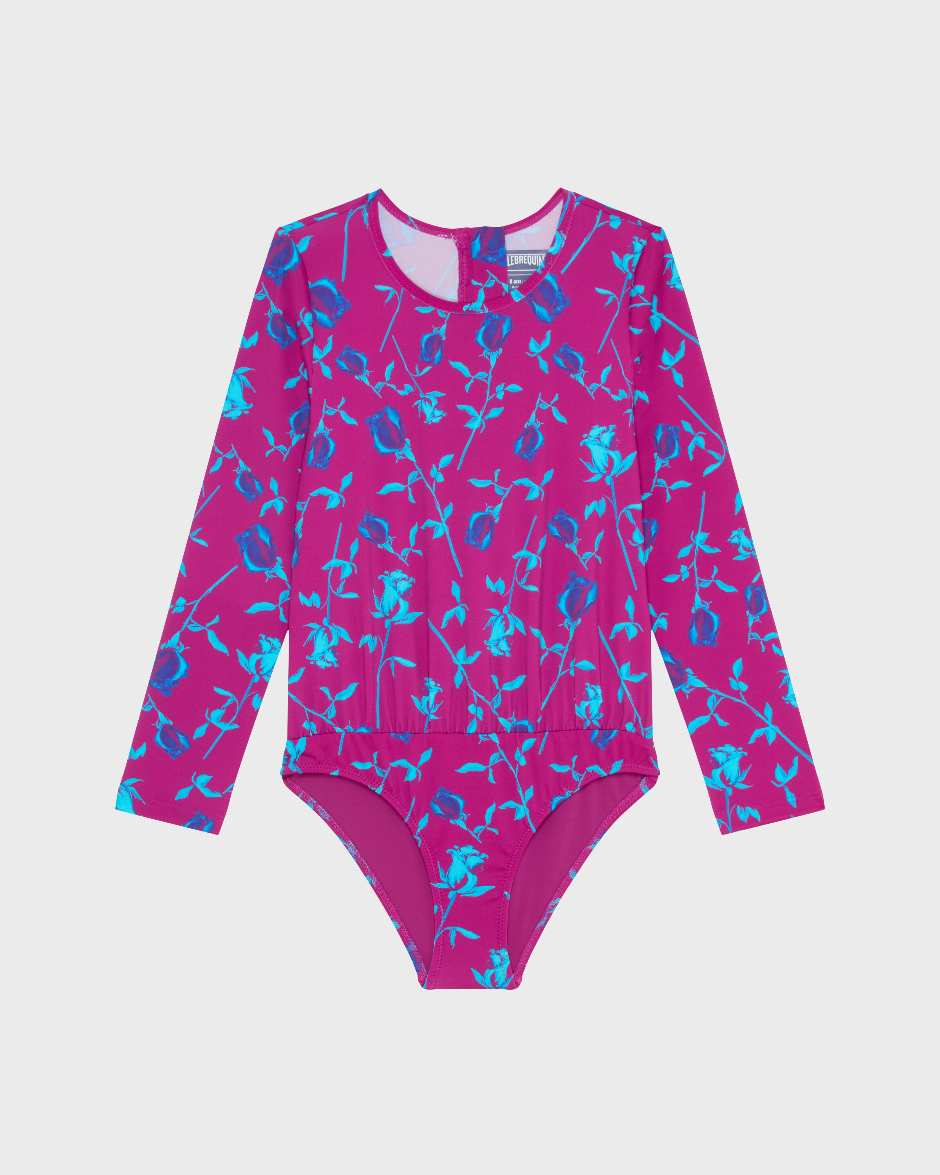 Bañador tipo body de una sola pieza con estampado Roses para niña MORADO front view
