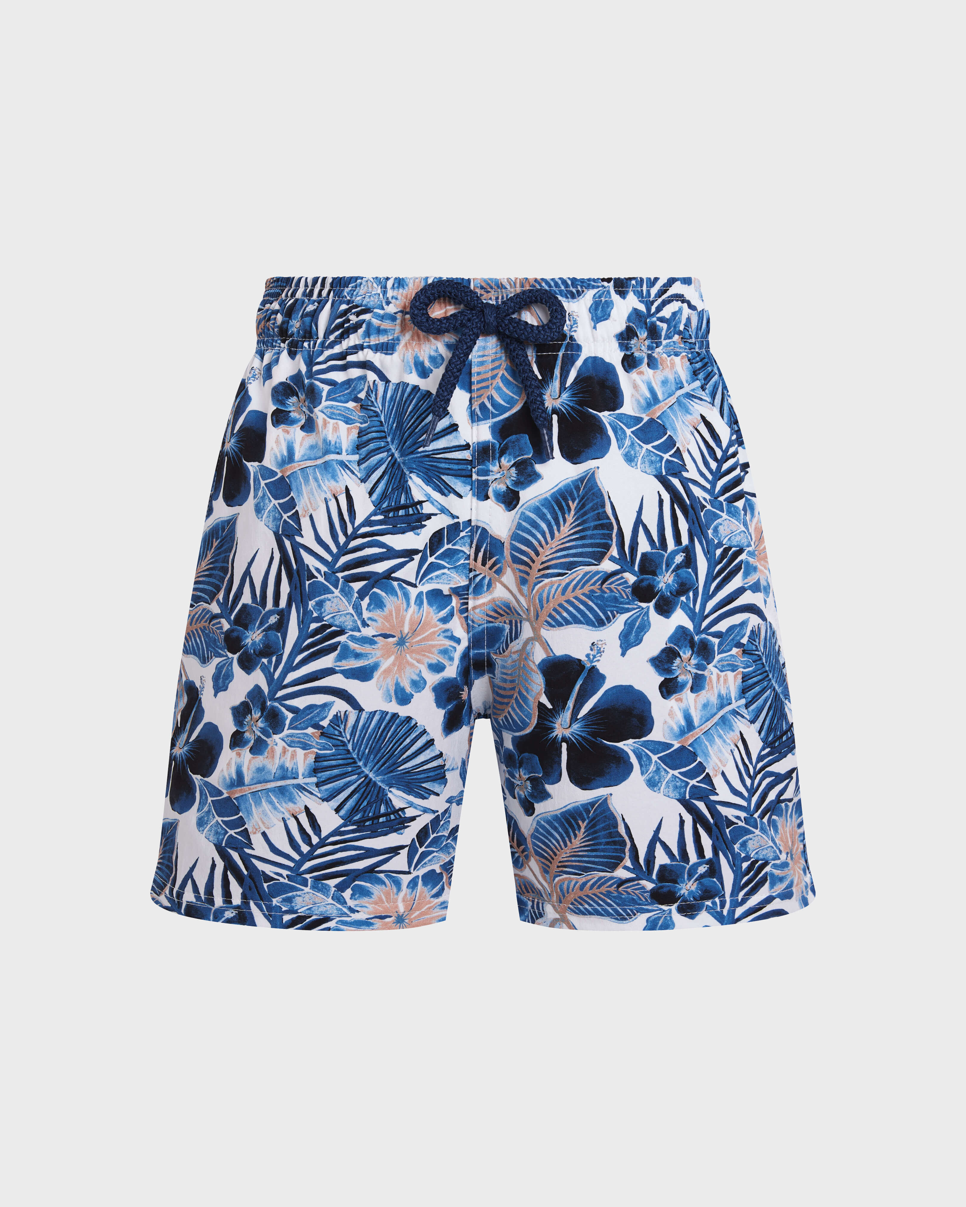 Island Flowers Stretch-Badeshorts für Jungen WEISS front view