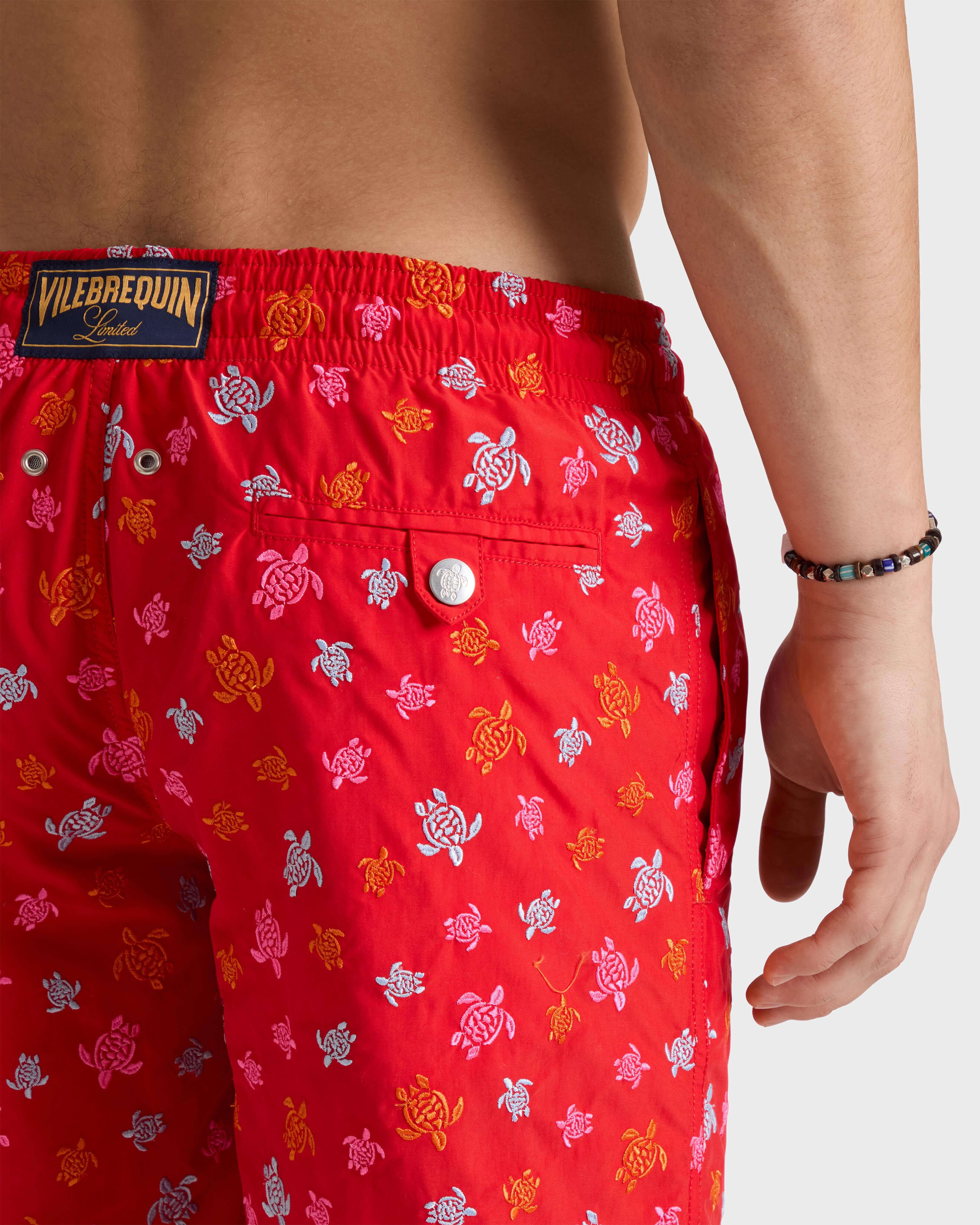 Micro Ronde des Tortues Badeshorts mit Stickerei für Herren – Limitierte Serie MOHNROT supp1 view