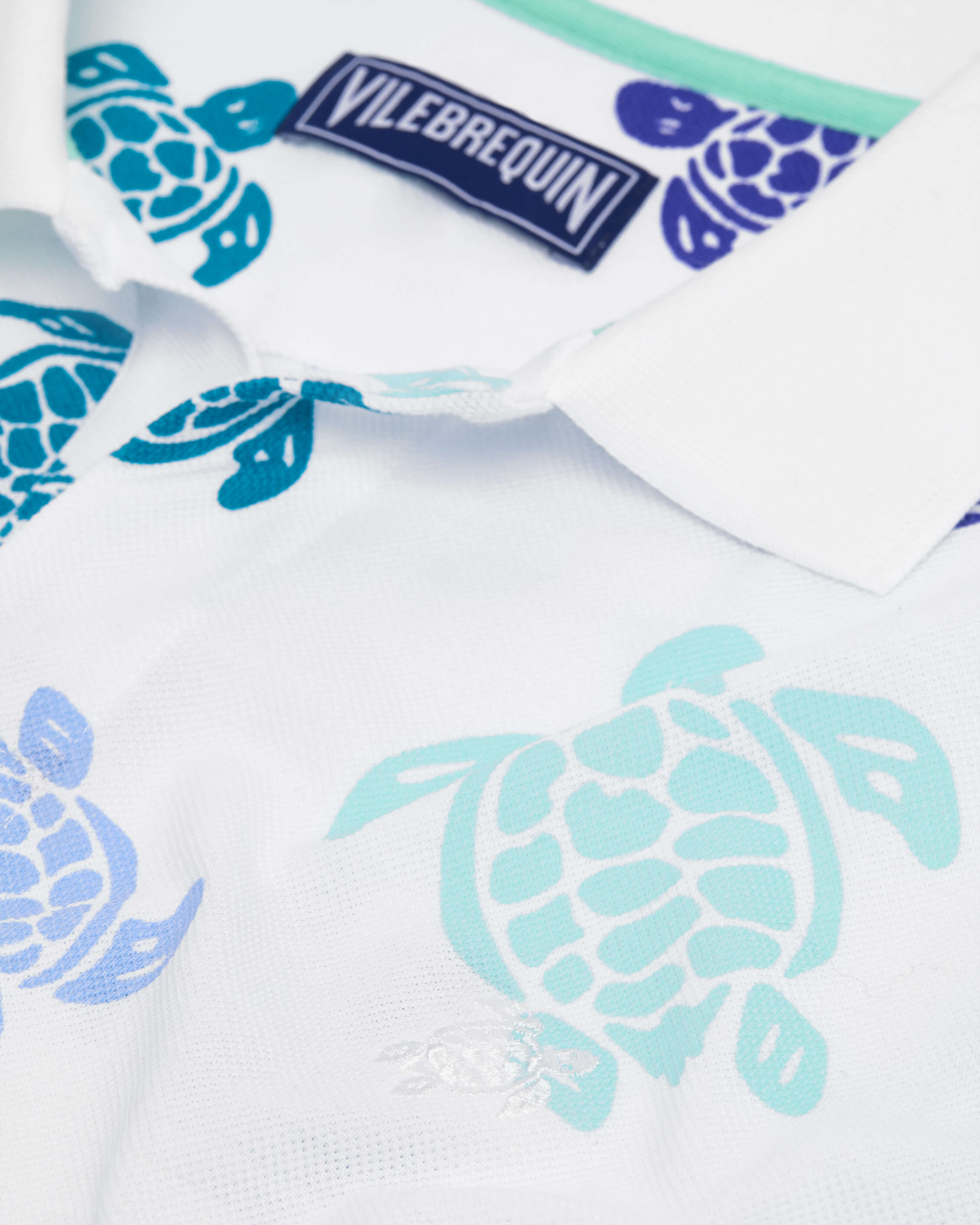 Multicolores Ronde des Tortues Herren-Polohemd aus Baumwollpikee WEISS supp4 view