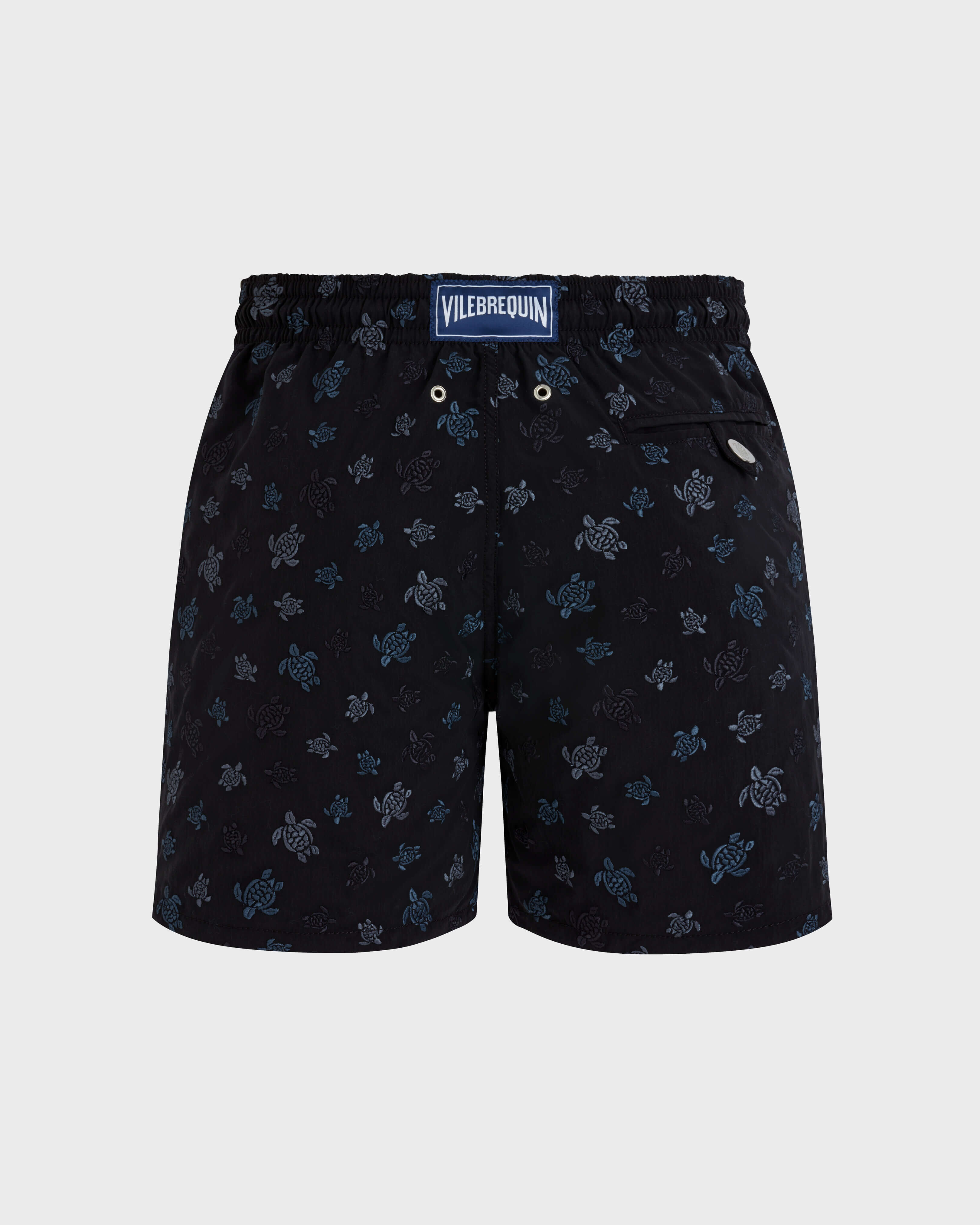 Men Swim Shorts Embroidered Ronde des Tortues - Limited Edition BLACK back view