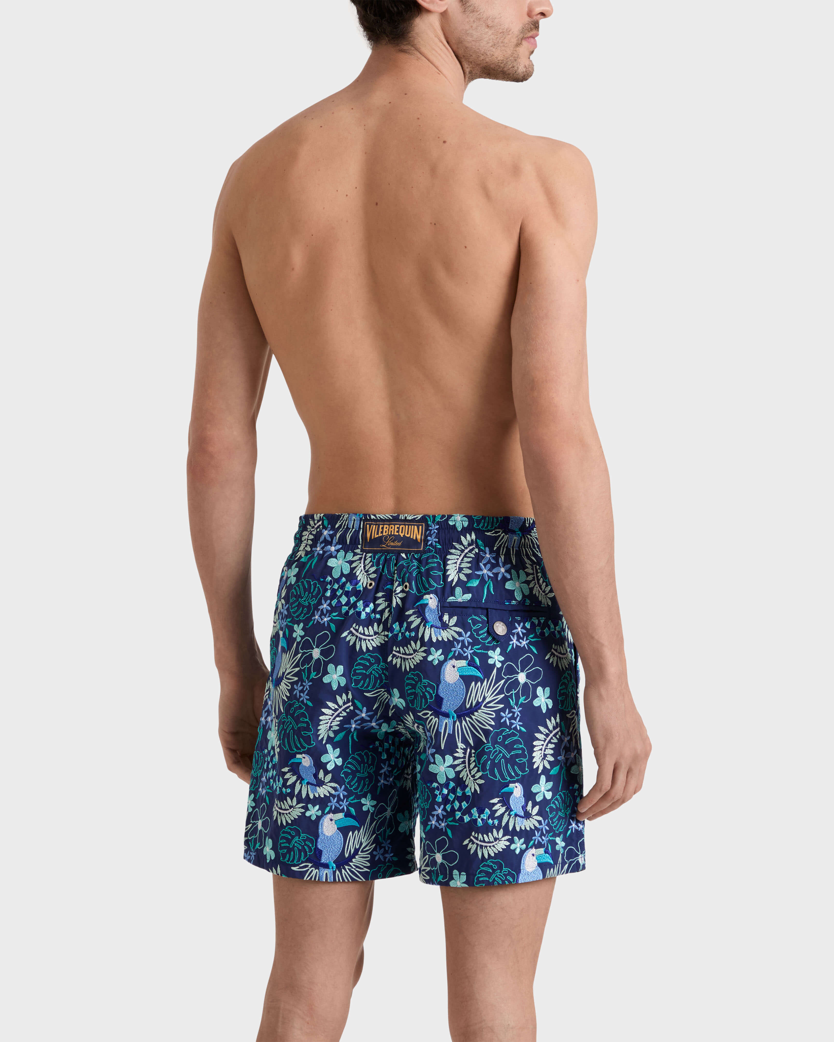 Pantaloncini mare uomo ricamati Papel de Embrulho - Edizione limitata INK backworn view