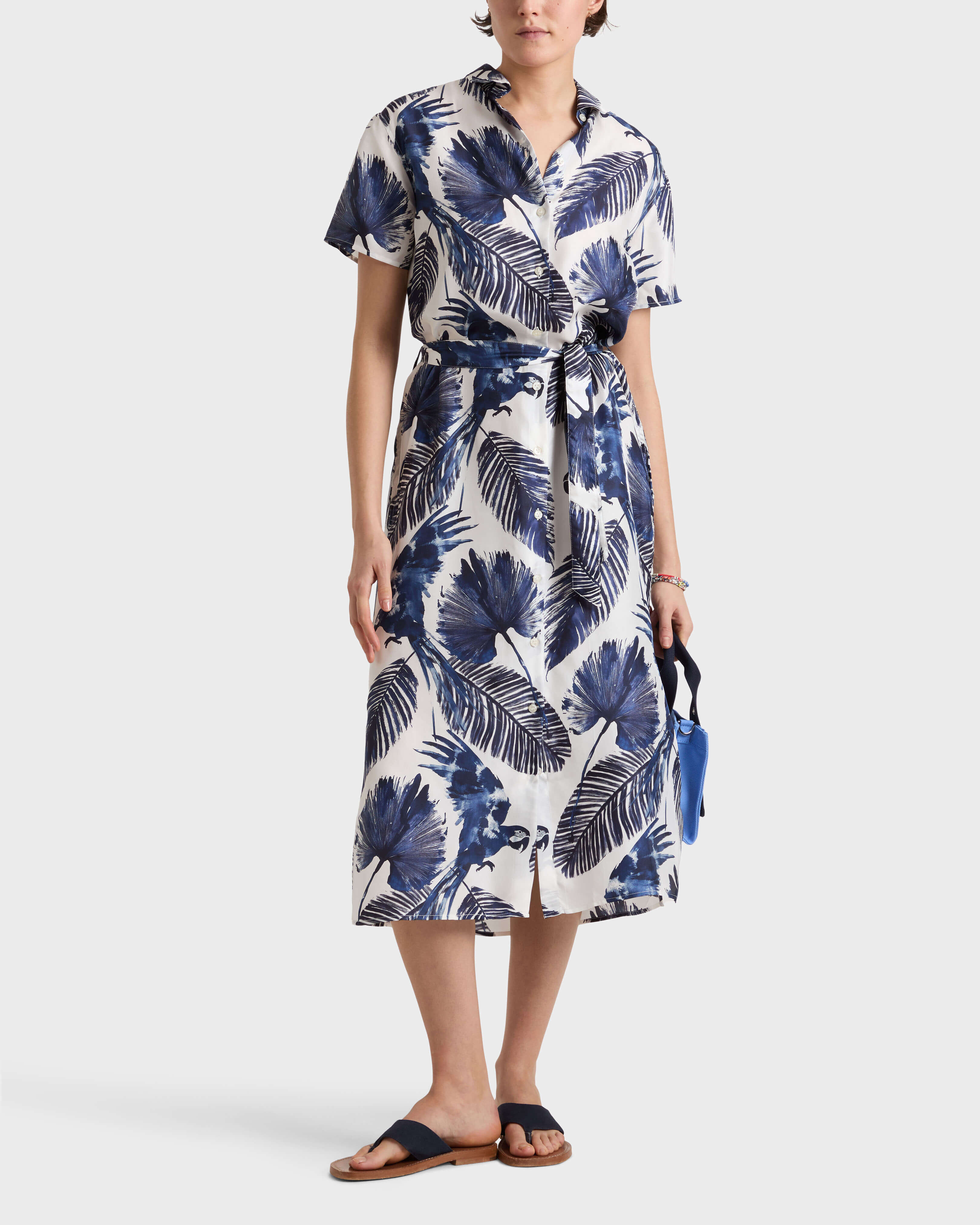 Langes Papagaio Hemdkleid aus Seide für Damen WEISS frontworn view