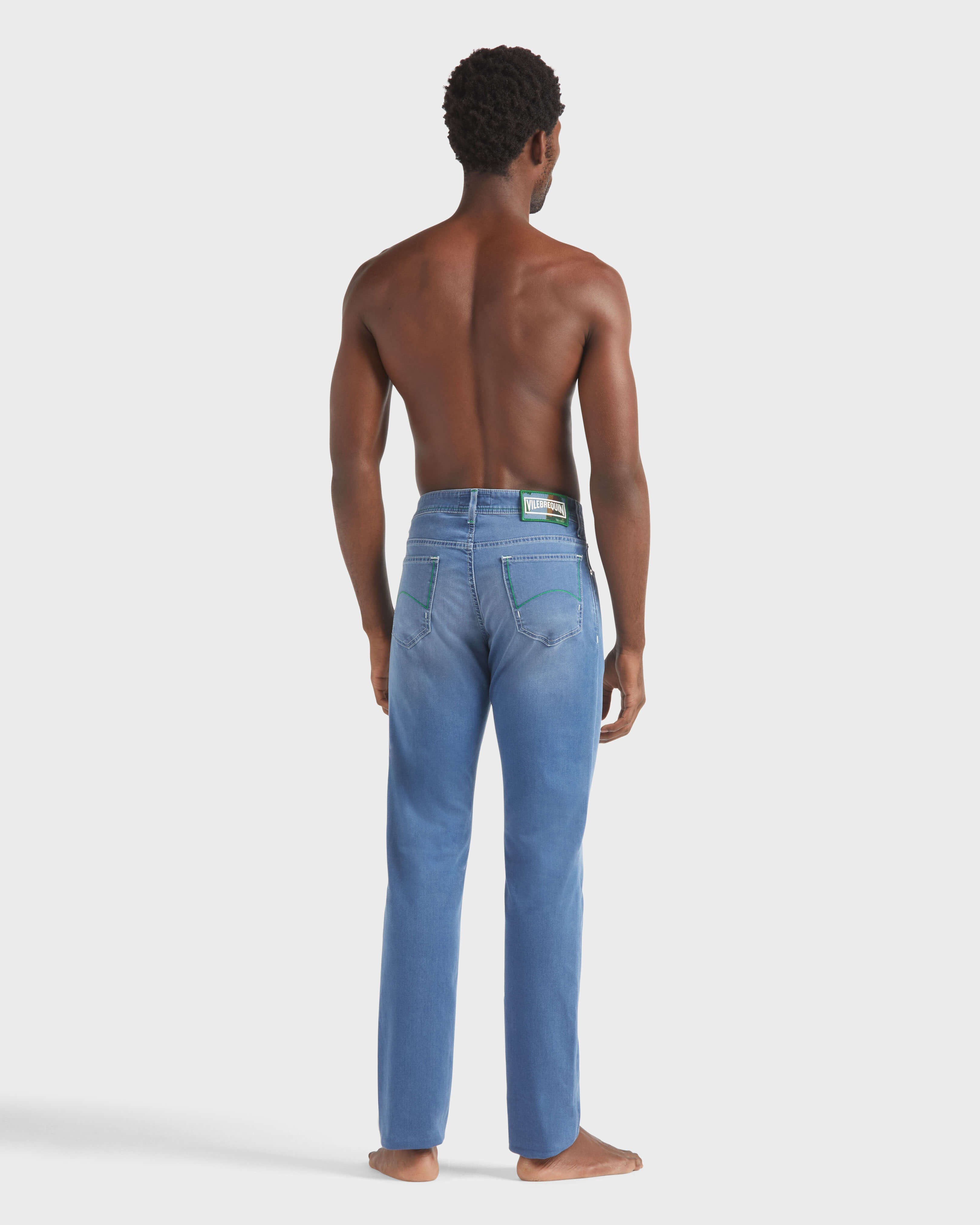 Men 5-Pockets Denim Pants Palms Offset MED DENIM W2 backworn view