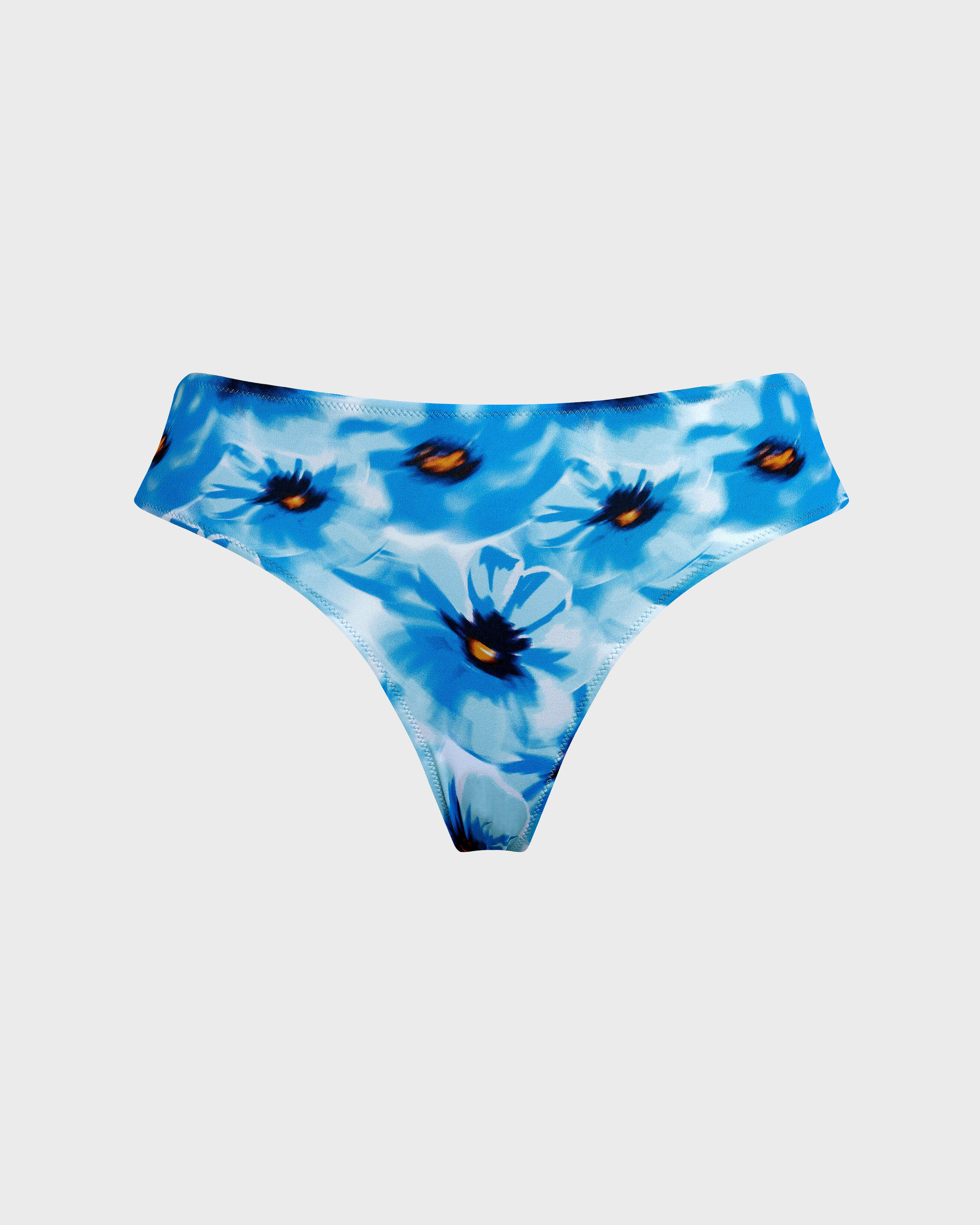 Bas de maillot de bain culotte midi femme Poppies TOPAZE BLEUE front view