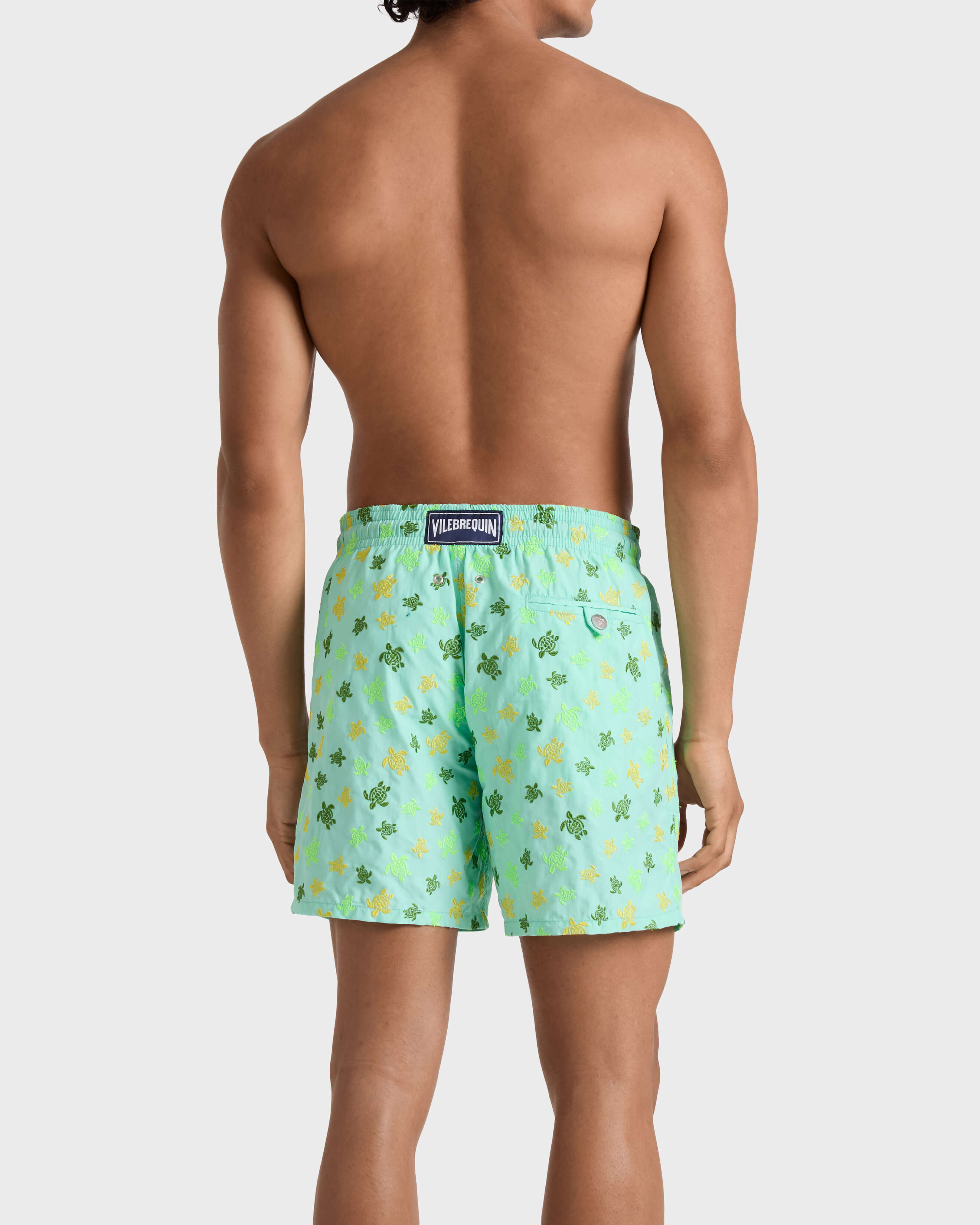 Bañador con bordado Micro Ronde des Tortues para hombre de edición limitada CARIBBEAN backworn view