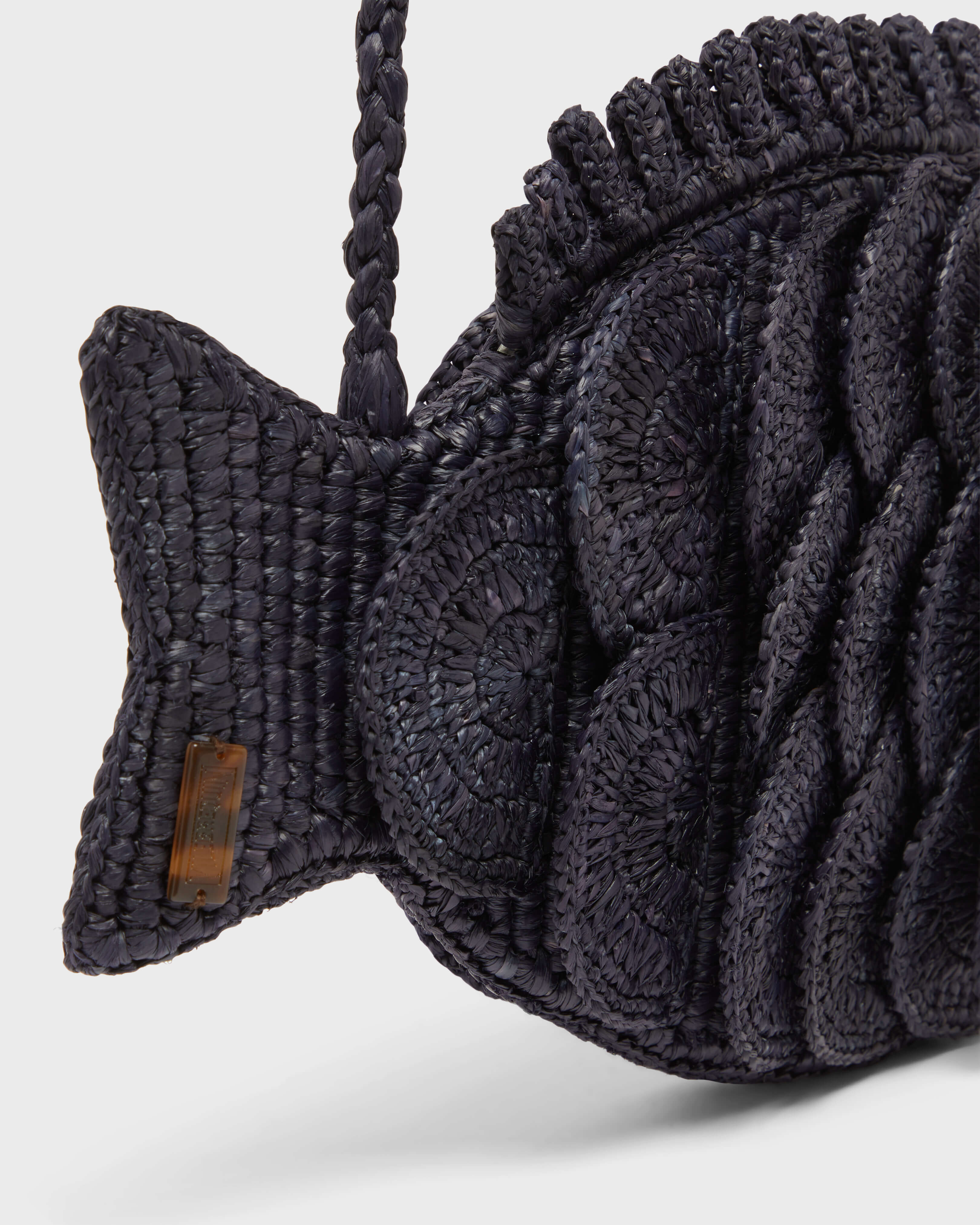 Bolso de rafia grande con forma de pez para mujer AZUL MARINO supp5 view