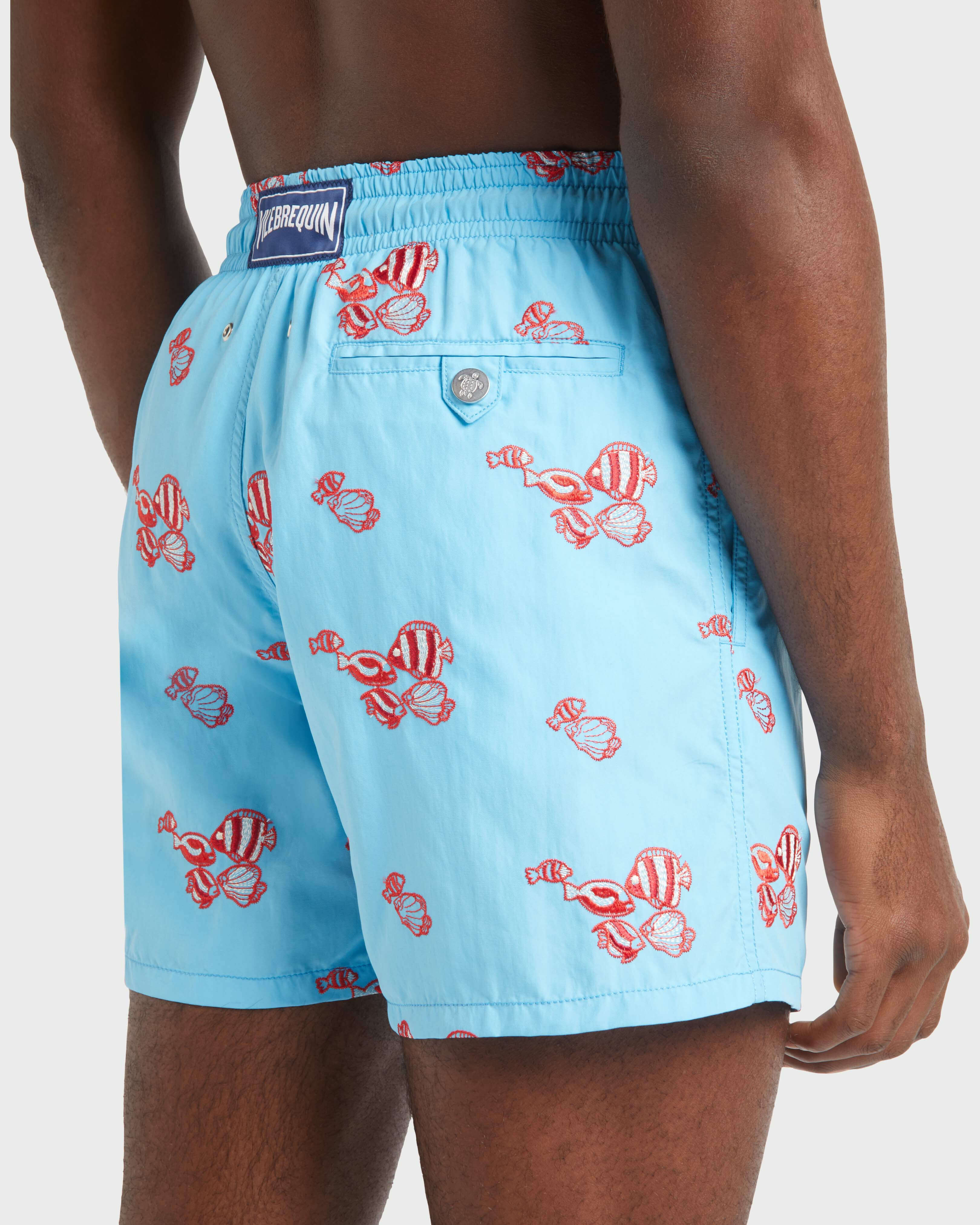Men Swim trunks Embroidered Fishy Vibes BLUE TOPAZ supp2 view