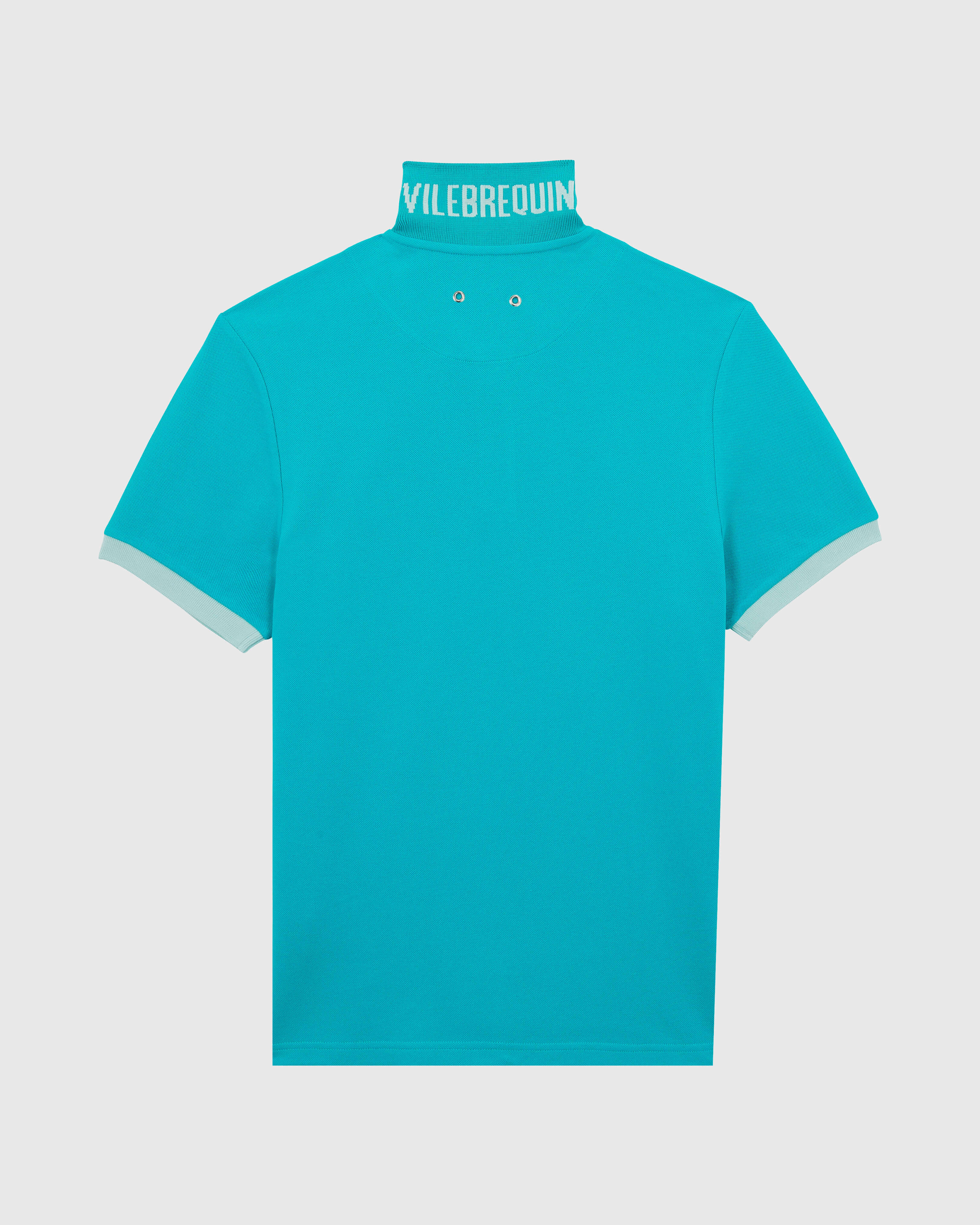 Men Organic Cotton Pique Polo Shirt Solid DISCO GREEN back view