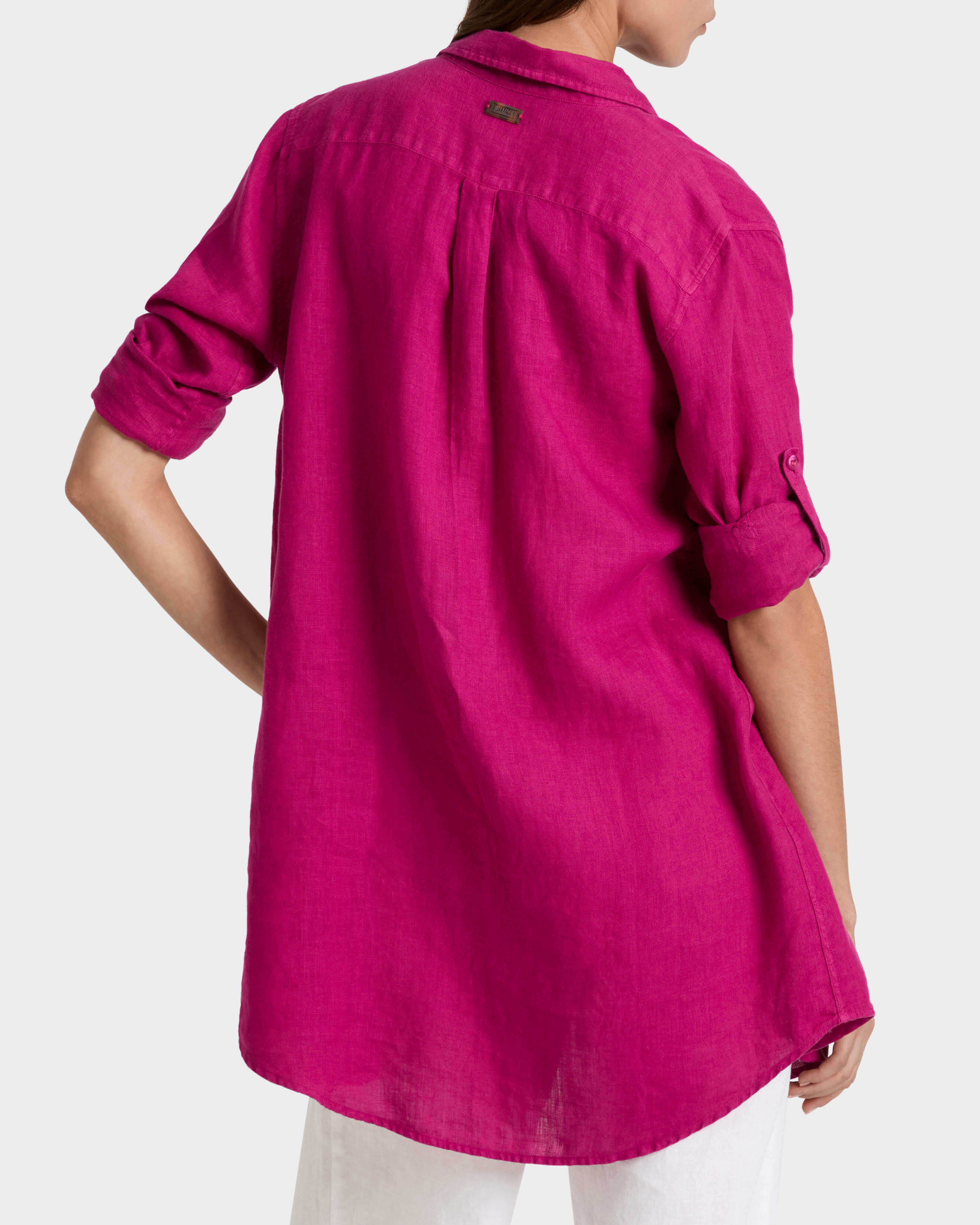 Chemisier donna in lino tinta unita PORPORA backworn view