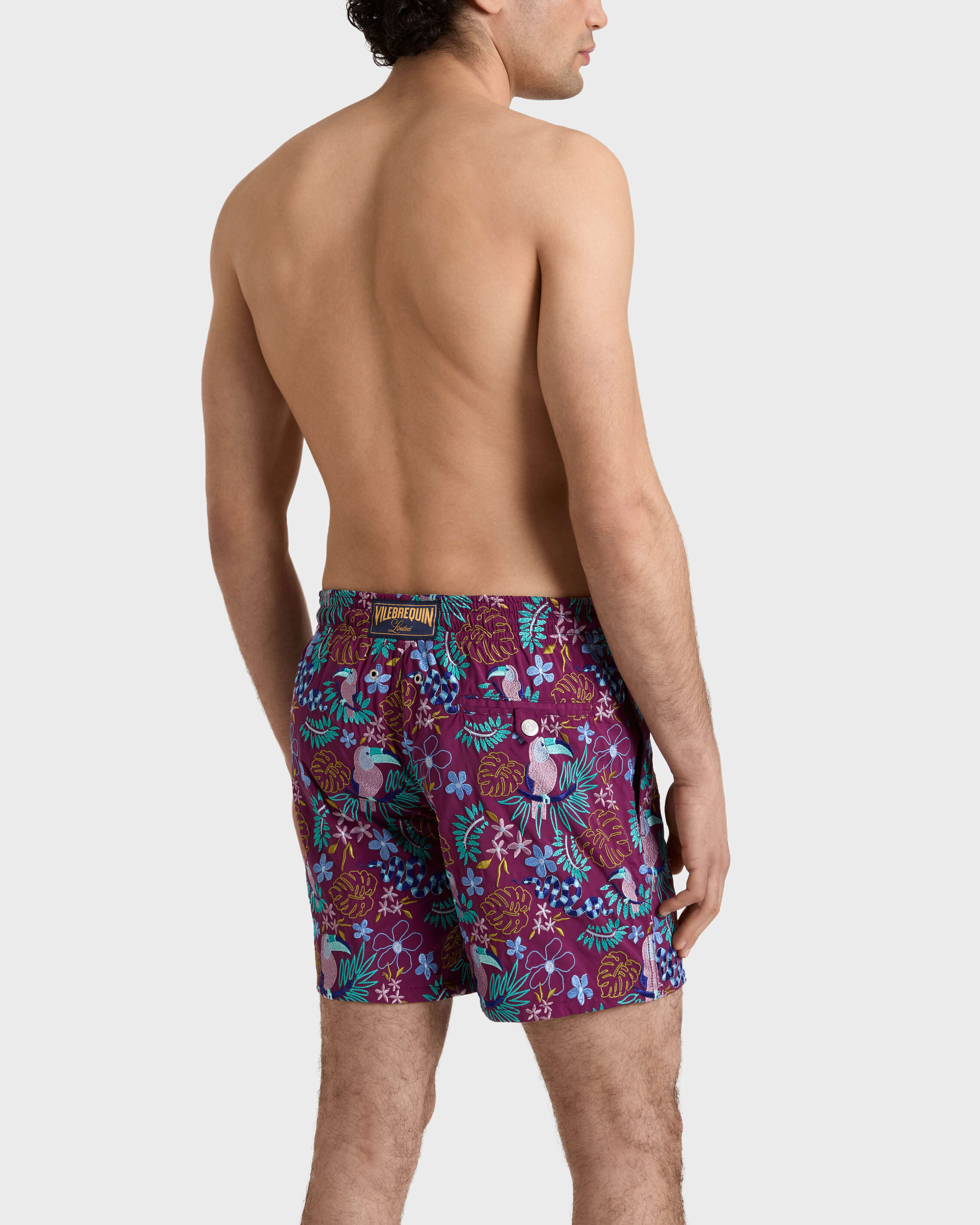 Pantaloncini mare uomo ricamati Papel de Embrulho - Edizione limitata KERALA backworn view