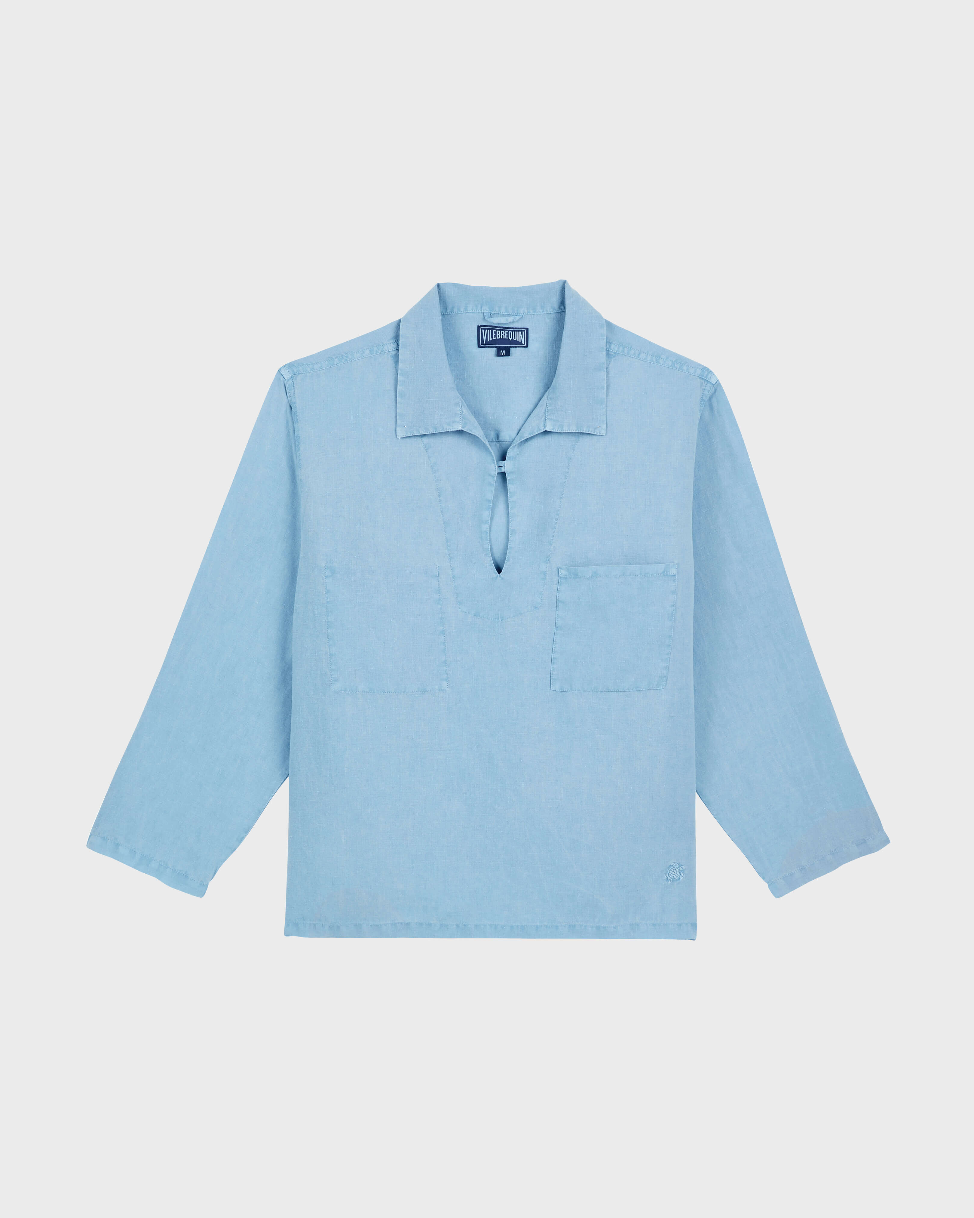 Chaquetón de lino en color liso con tinte mineral para hombre SOURCE front view