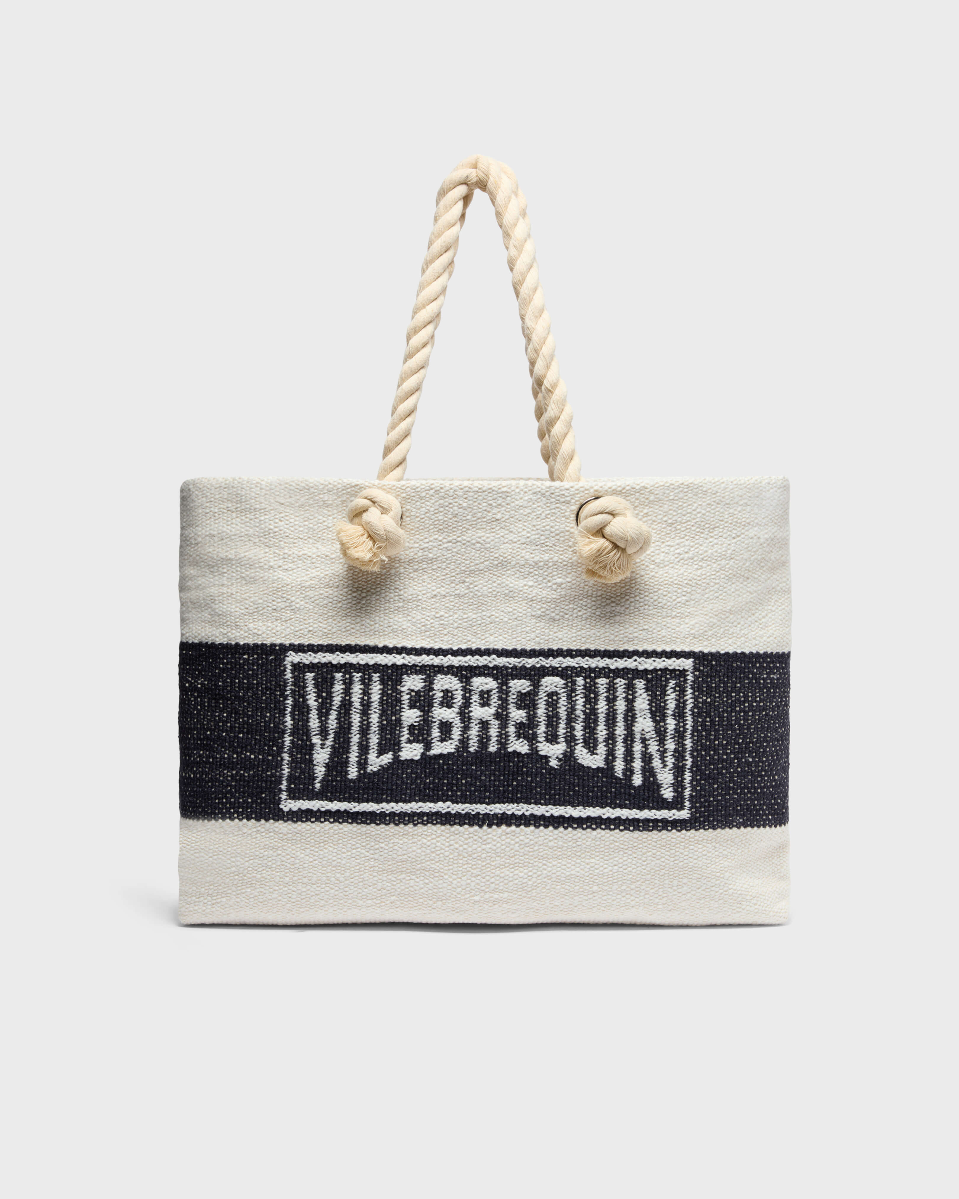 Cotton Woven Beach Bag Vilebrequin NAVY front view