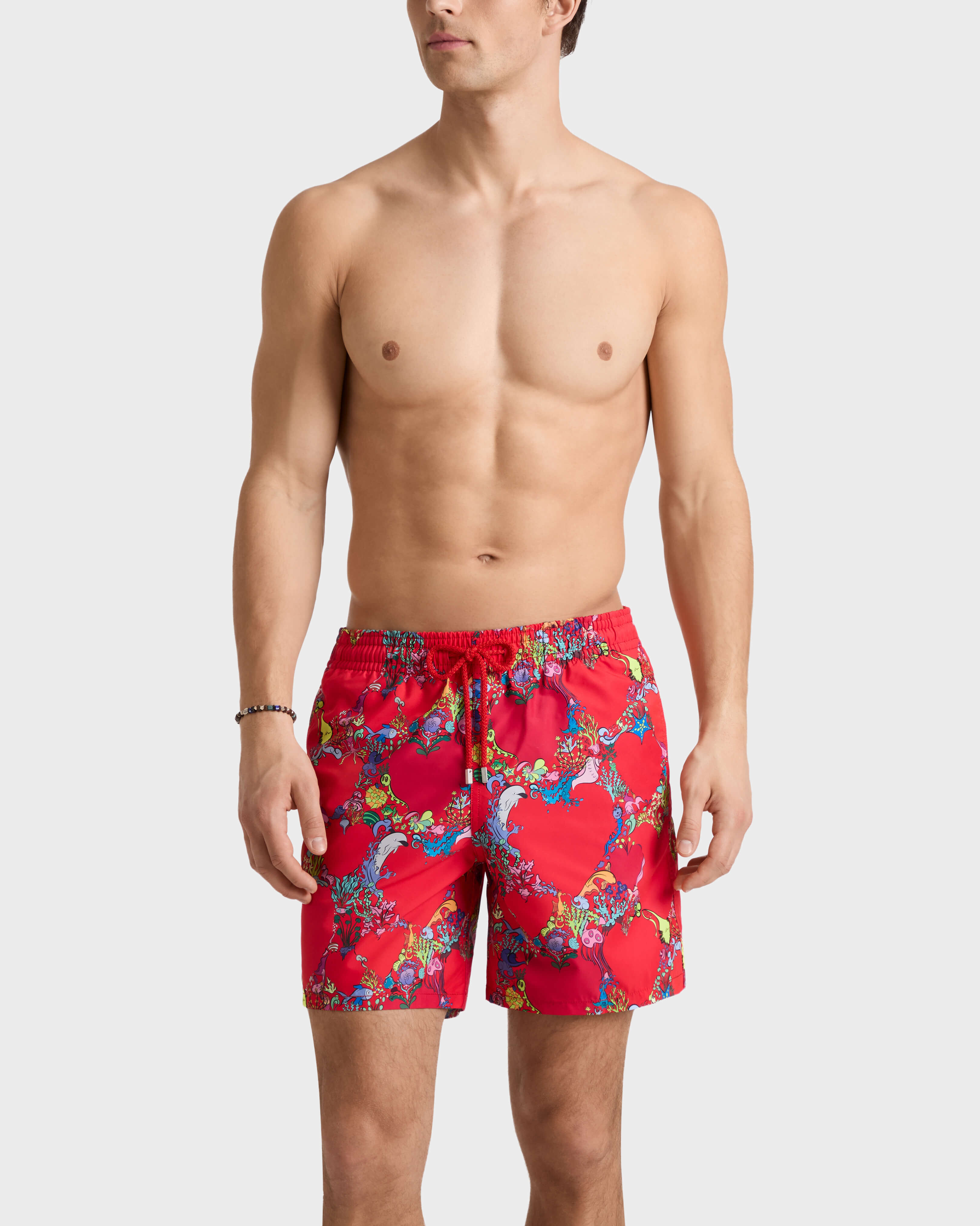 Amor Badeshorts für Herren MOHNROT frontworn view