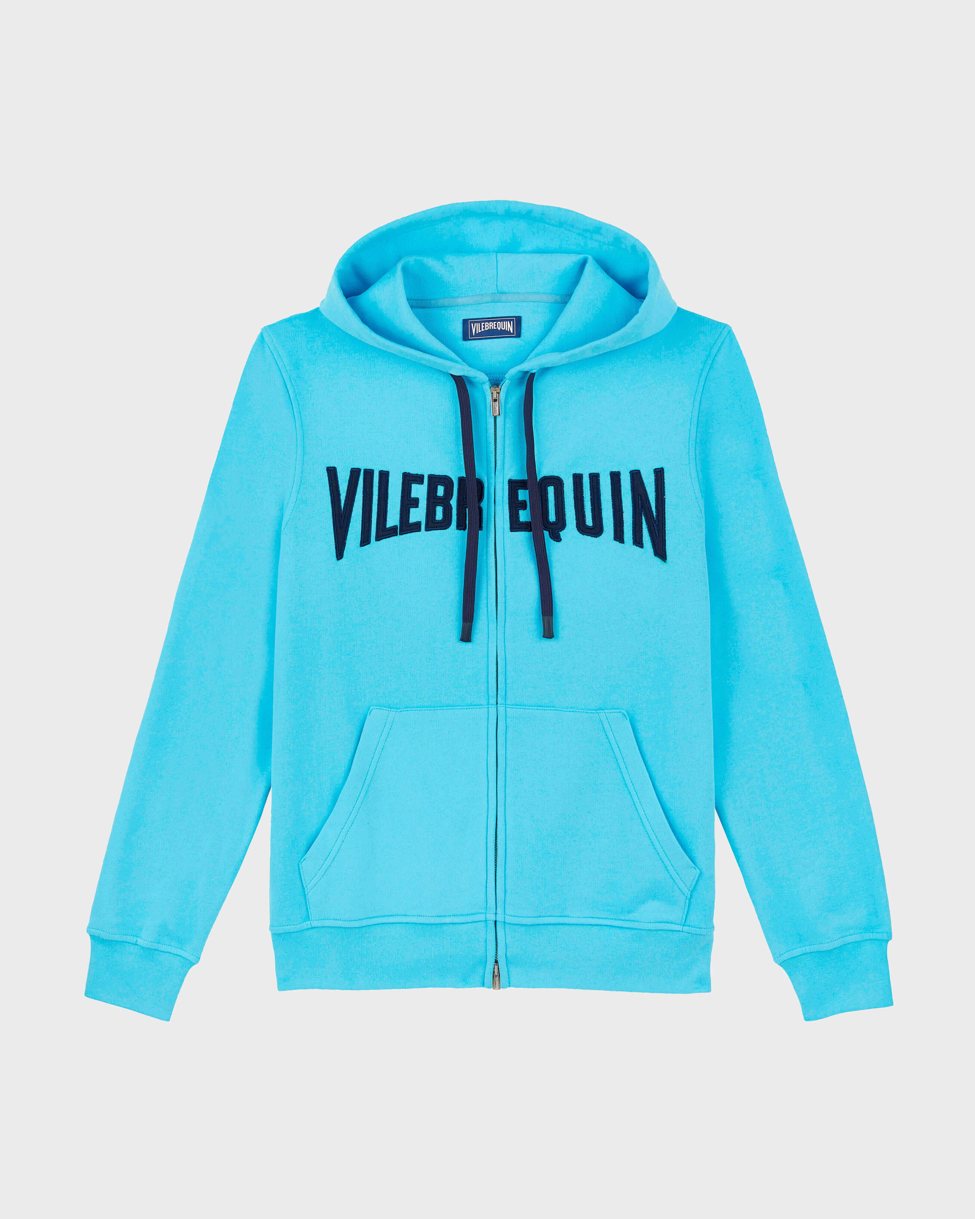 Men Cotton Full Zip Hoodie Sweatshirt Stitched Logo SANTORINI front view