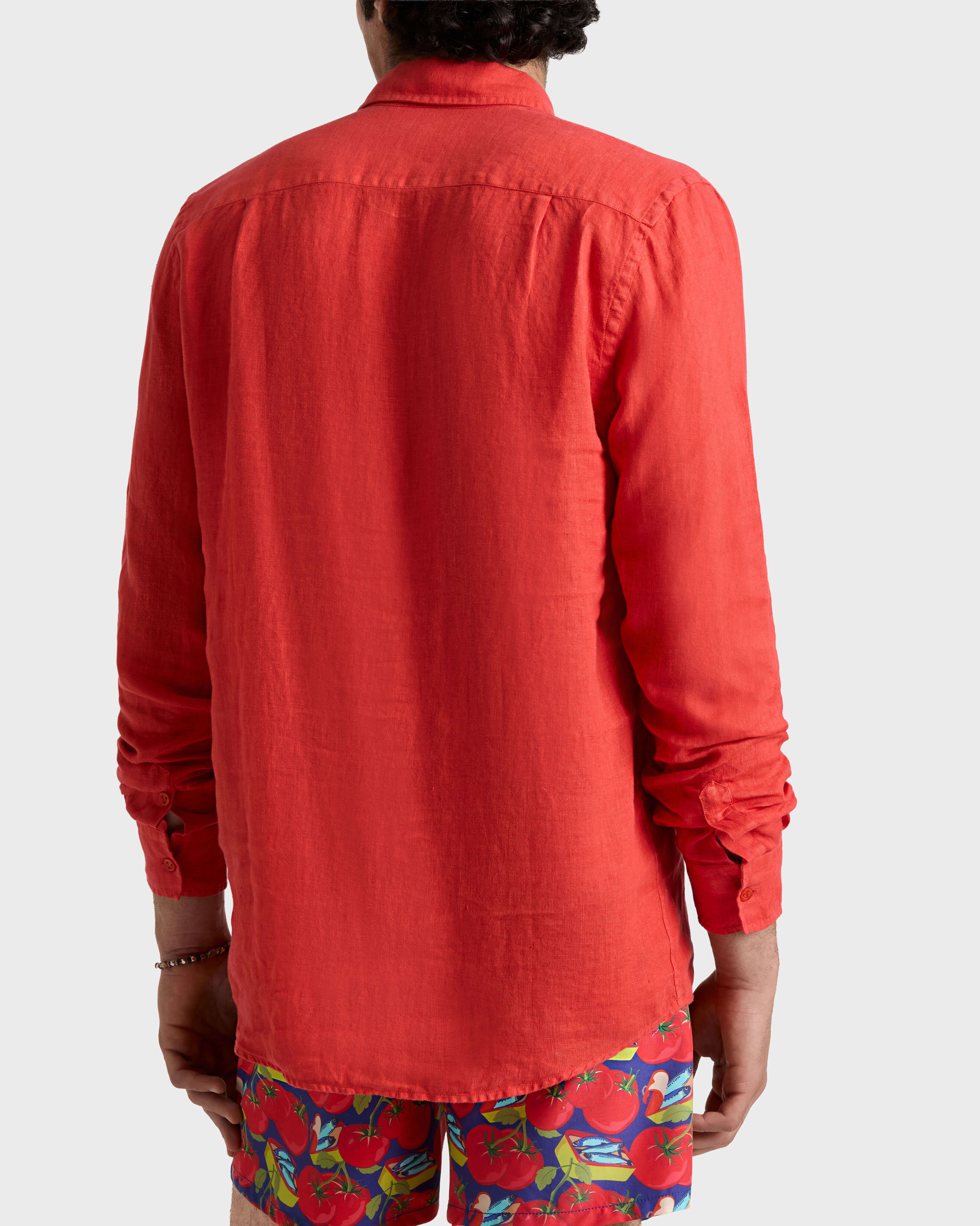 Camicia uomo in lino tinta unita DALIA backworn view
