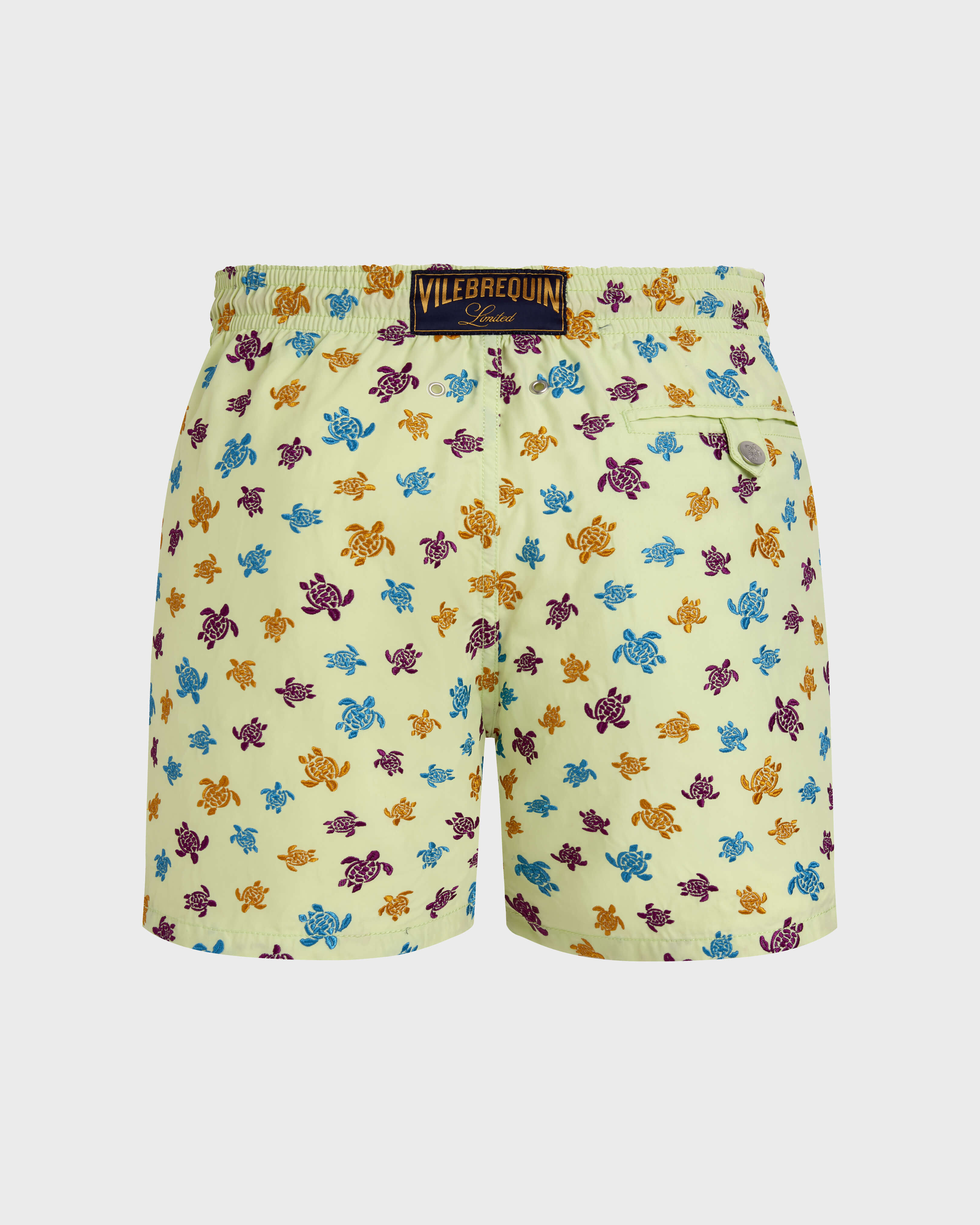 Men Embroidered Swim Shorts Micro Ronde des Tortues - Limited Edition MACAROON back view