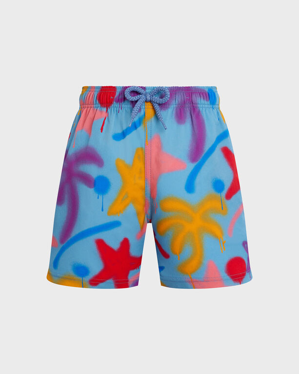 Vilebrequin - Boys Stretch Swim Shorts Spray Paint - Vbq X Palm Angels - Swimwear - Jirise - Blue - Size 6