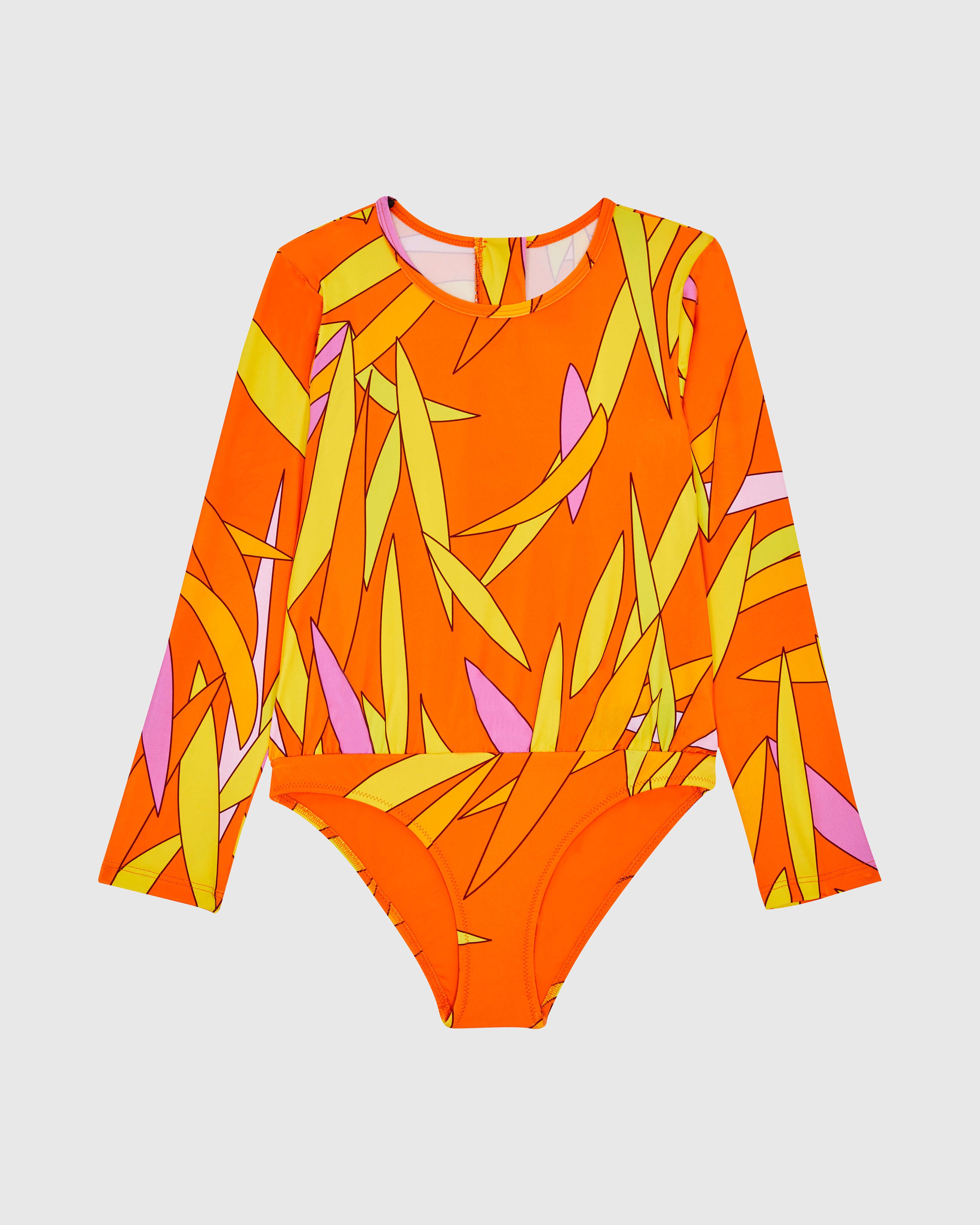 Girls Rashguard One-piece Zipped Swimsuit Madrague APRICOT front view
