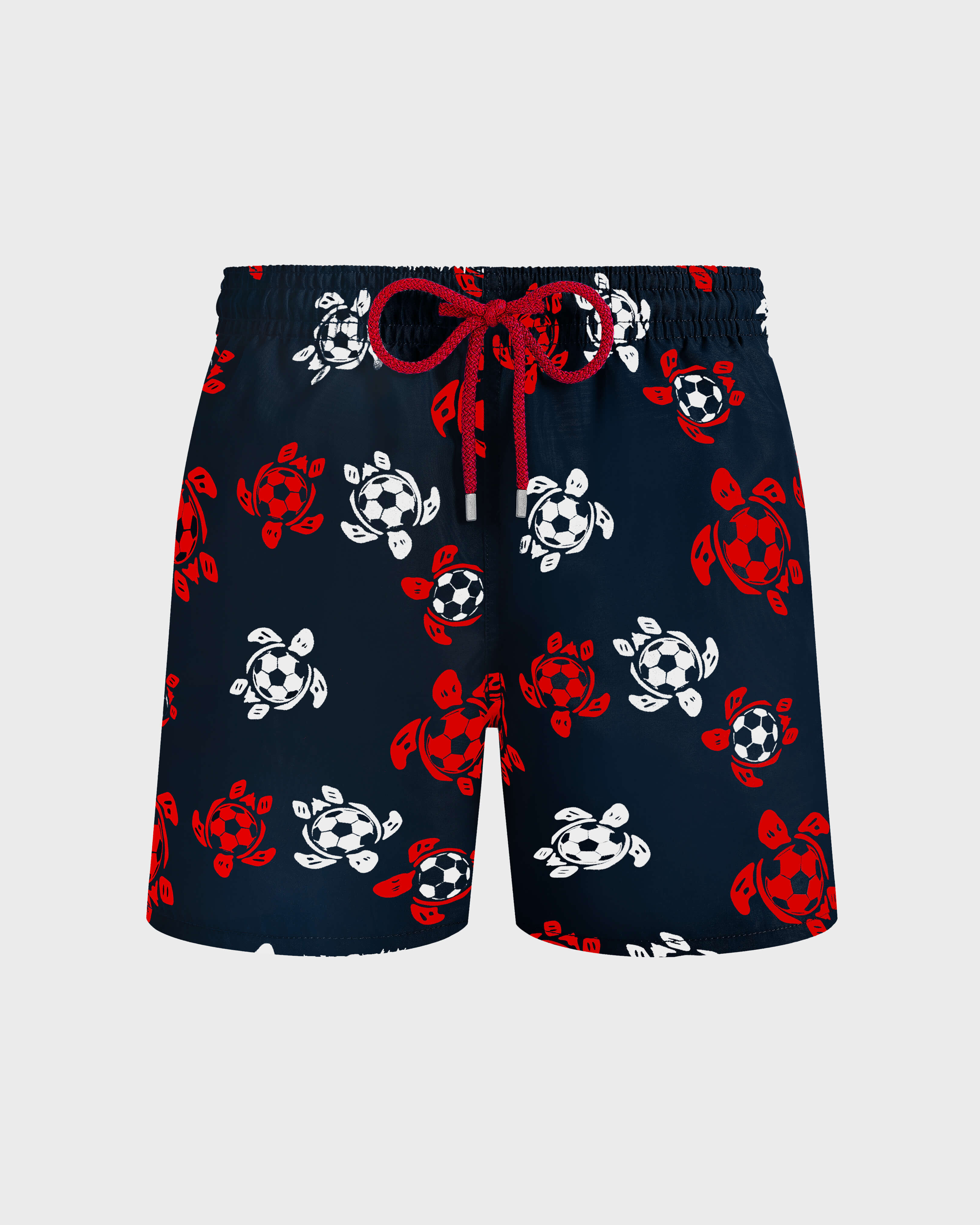 Bañador corto elástico con estampado Soccer Turtles para hombre AZUL MARINO front view