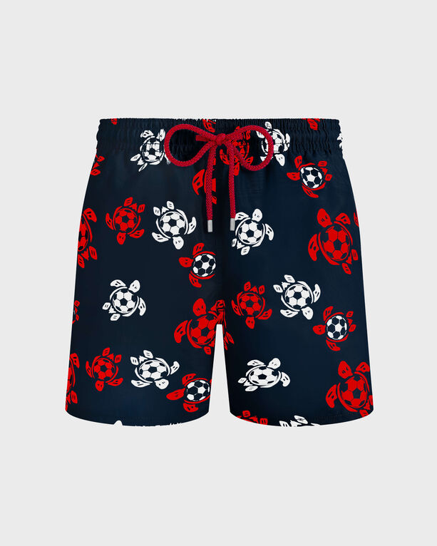 Vilebrequin - Men Stretch Short Swim Shorts Soccer Turtles - Swimwear - Monrise - Blue - Size L