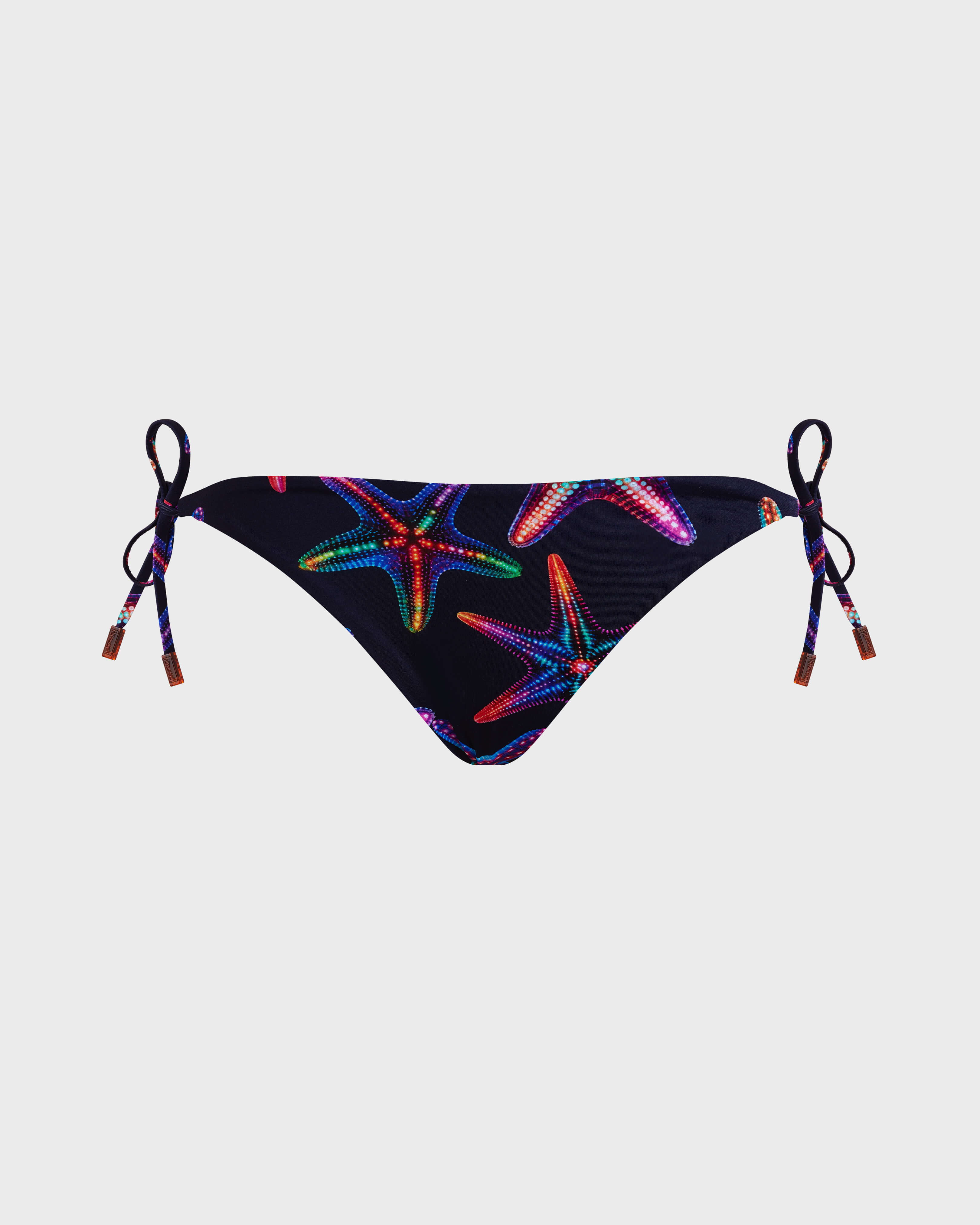 Women Side Tie Bikini Bottom Disco Stars NAVY front view