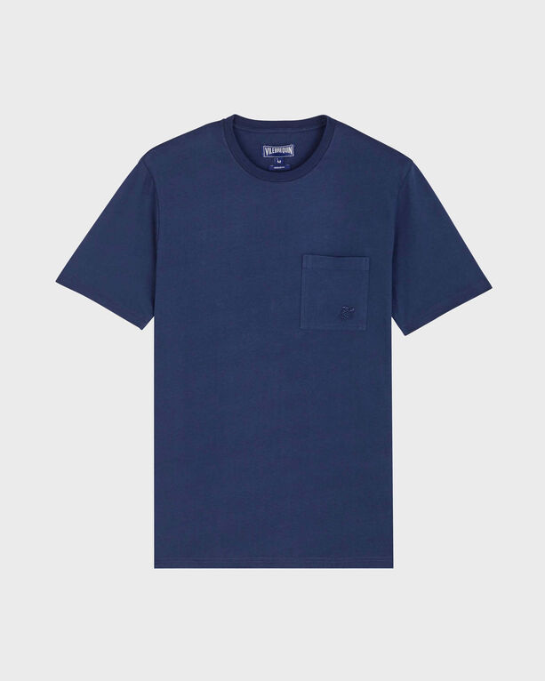 Vilebrequin - Men Comfort Fit Organic Cotton T-shirt Solid - Tee Shirt - Titan - Blue - Size M