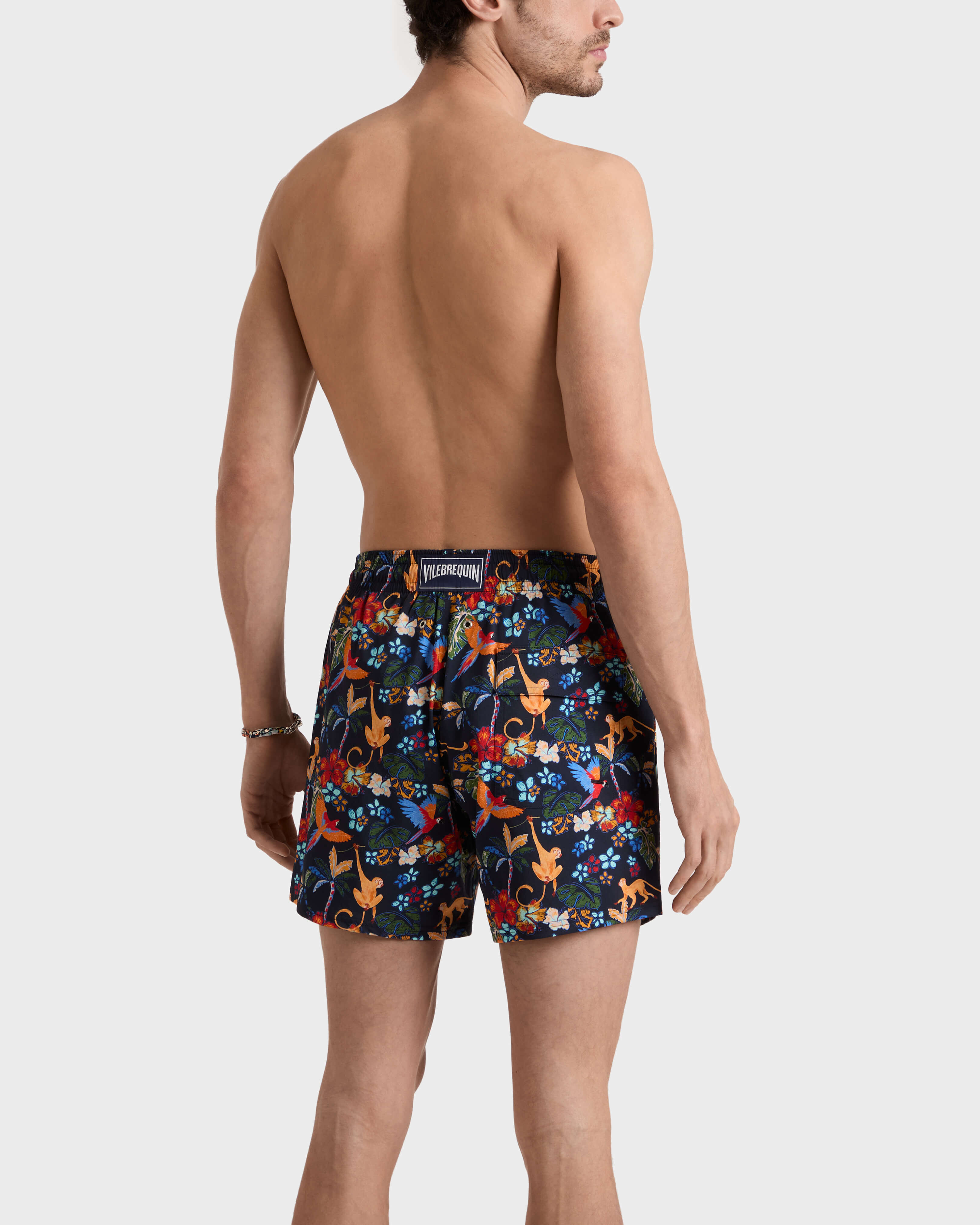 Kurze Salvador Stretch-Badeshorts für Herren MARINEBLAU backworn view