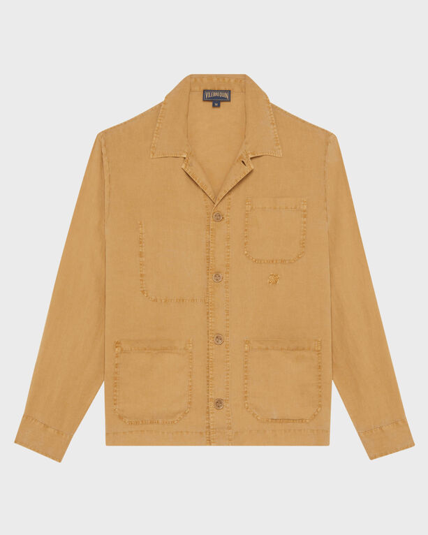 Vilebrequin – Solid Overshirt Aus Leinen Für Herren – Jacke – Corentin – Marone – Größe XXXL