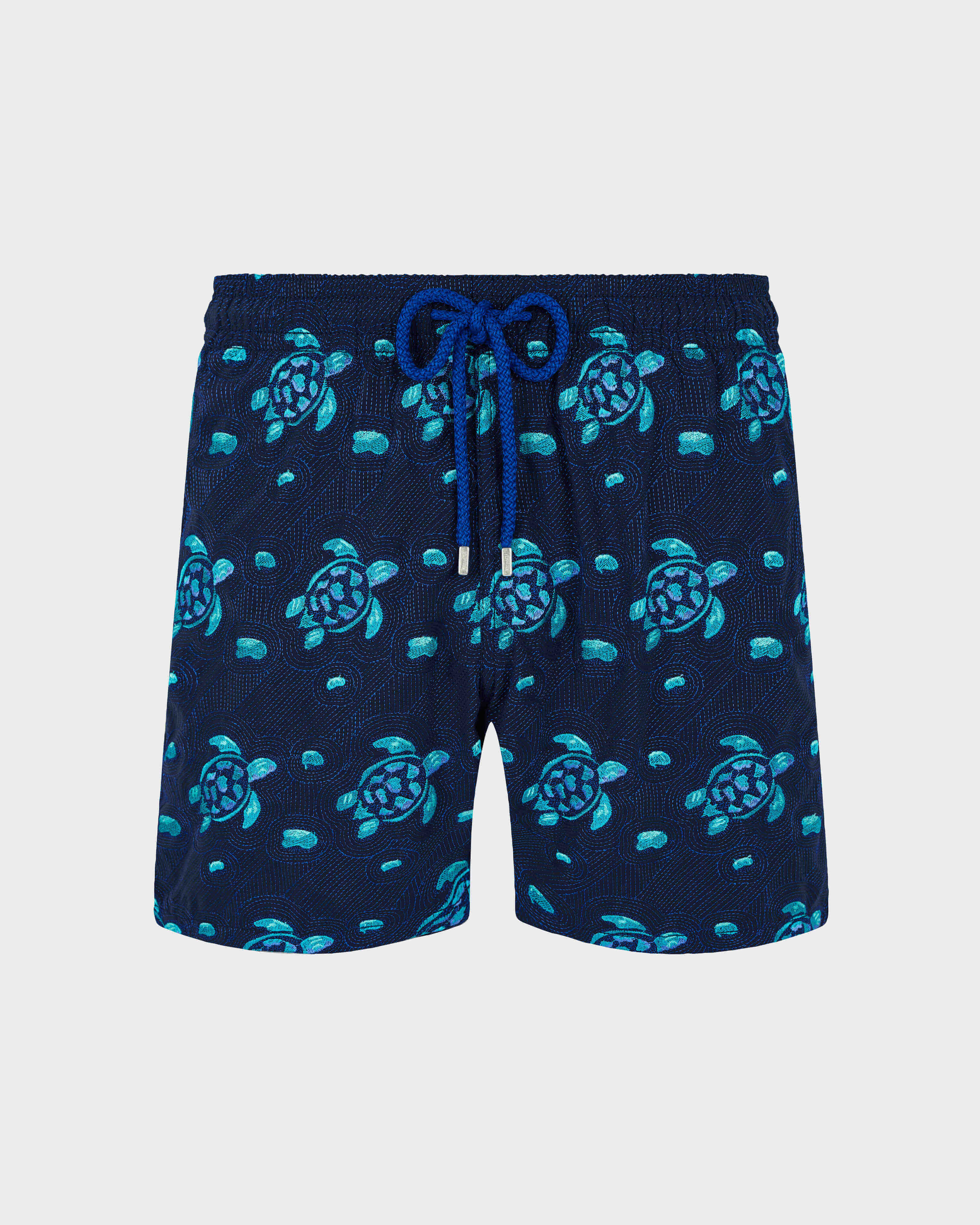 Men Swim Shorts Embroidered Turtles Jewels - Limited Edition NAVY front view