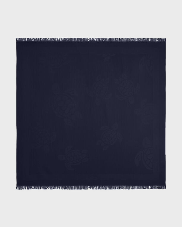 Vilebrequin - Unisex Wool And Silk Scarf Turtle Jacquard - Scarves - Superbe - Blue - Size OSFA