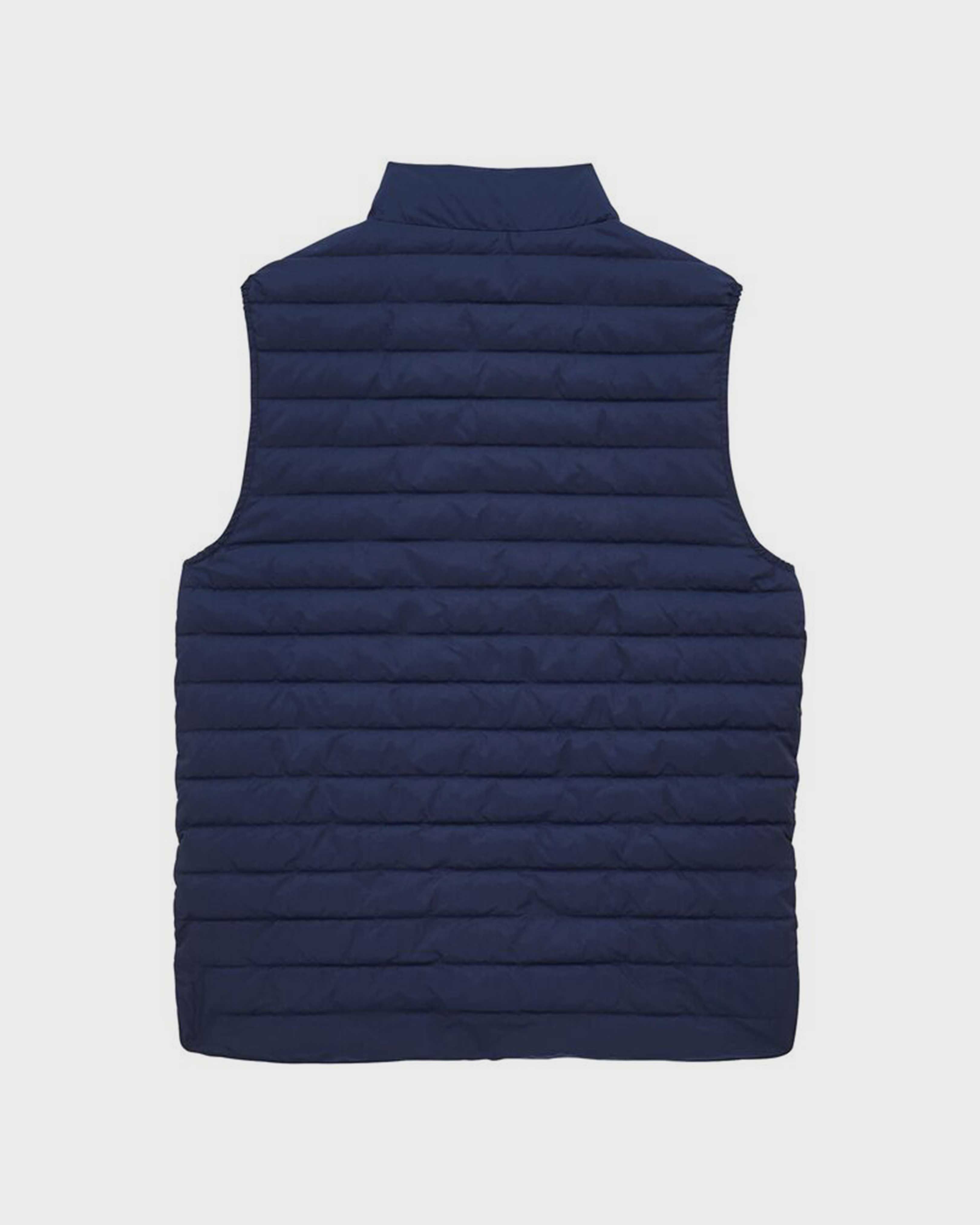 Chaqueta reversible sin mangas con estampado Blurred Turtles para hombre y mujer AZUL MARINO back view