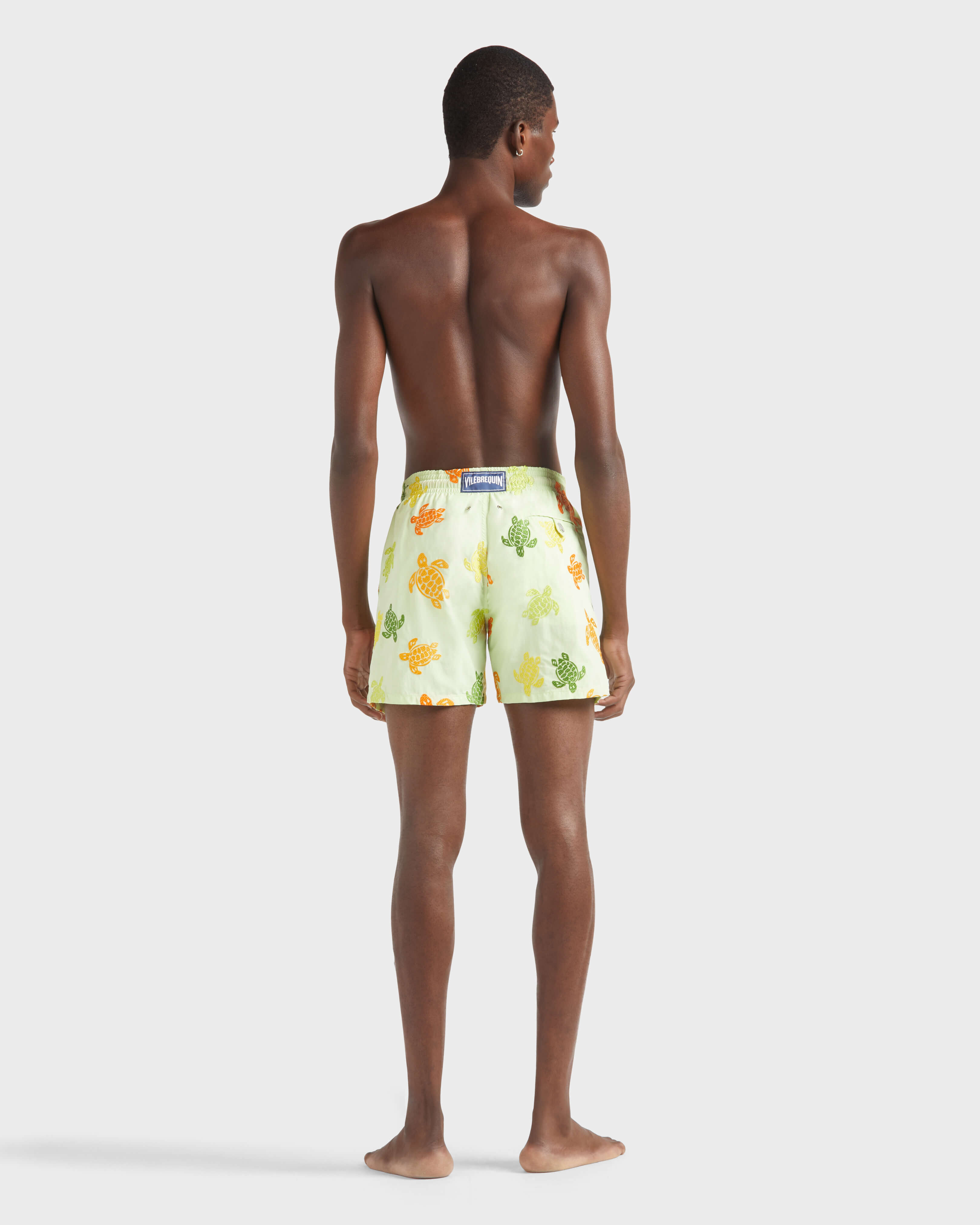 Men Swim Shorts Embroidered Tortue Multicolore - Limited Edition MACAROON backworn view