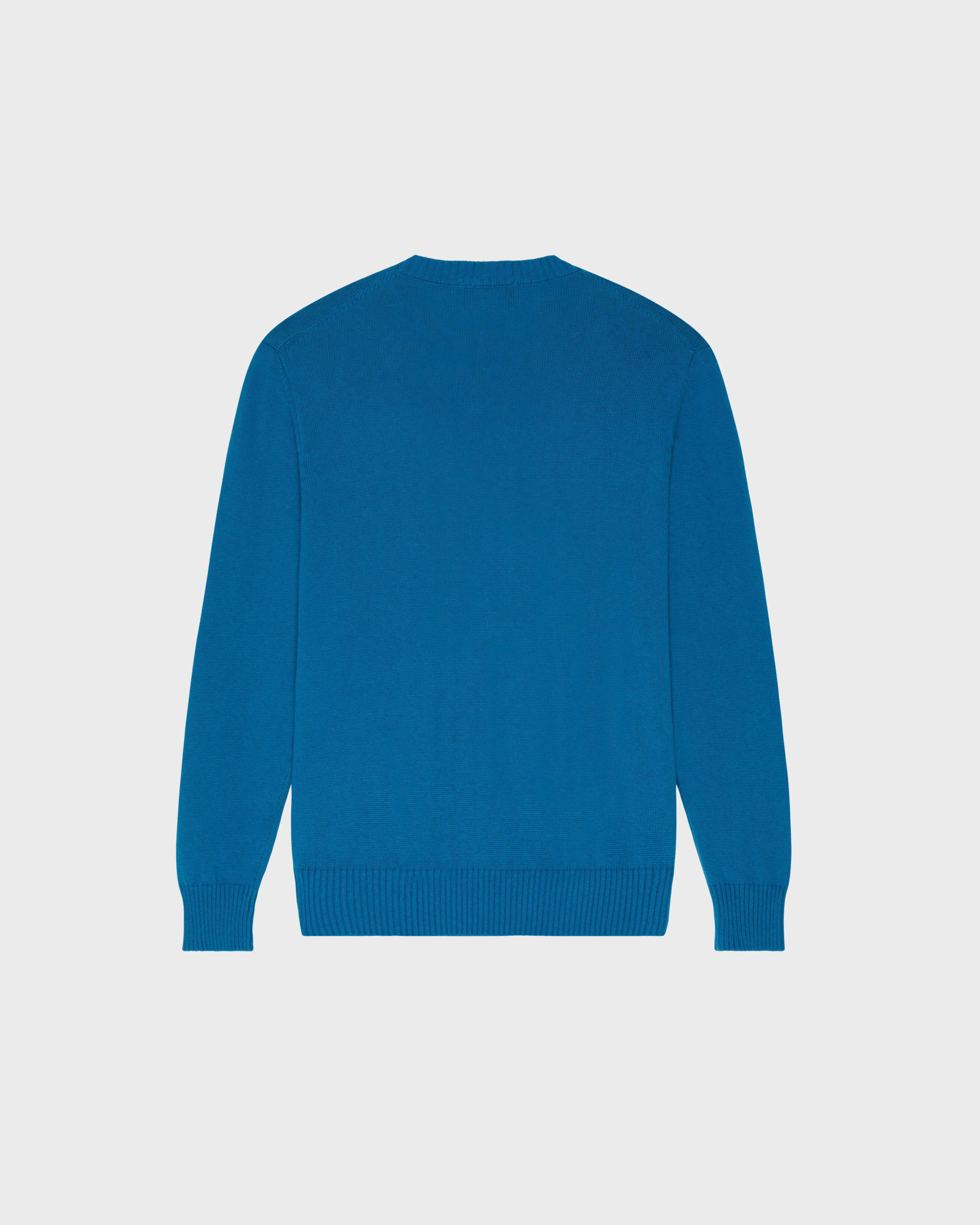 Men Crewneck Cotton and Cashmere Sweater Turtle PEACOCK back view