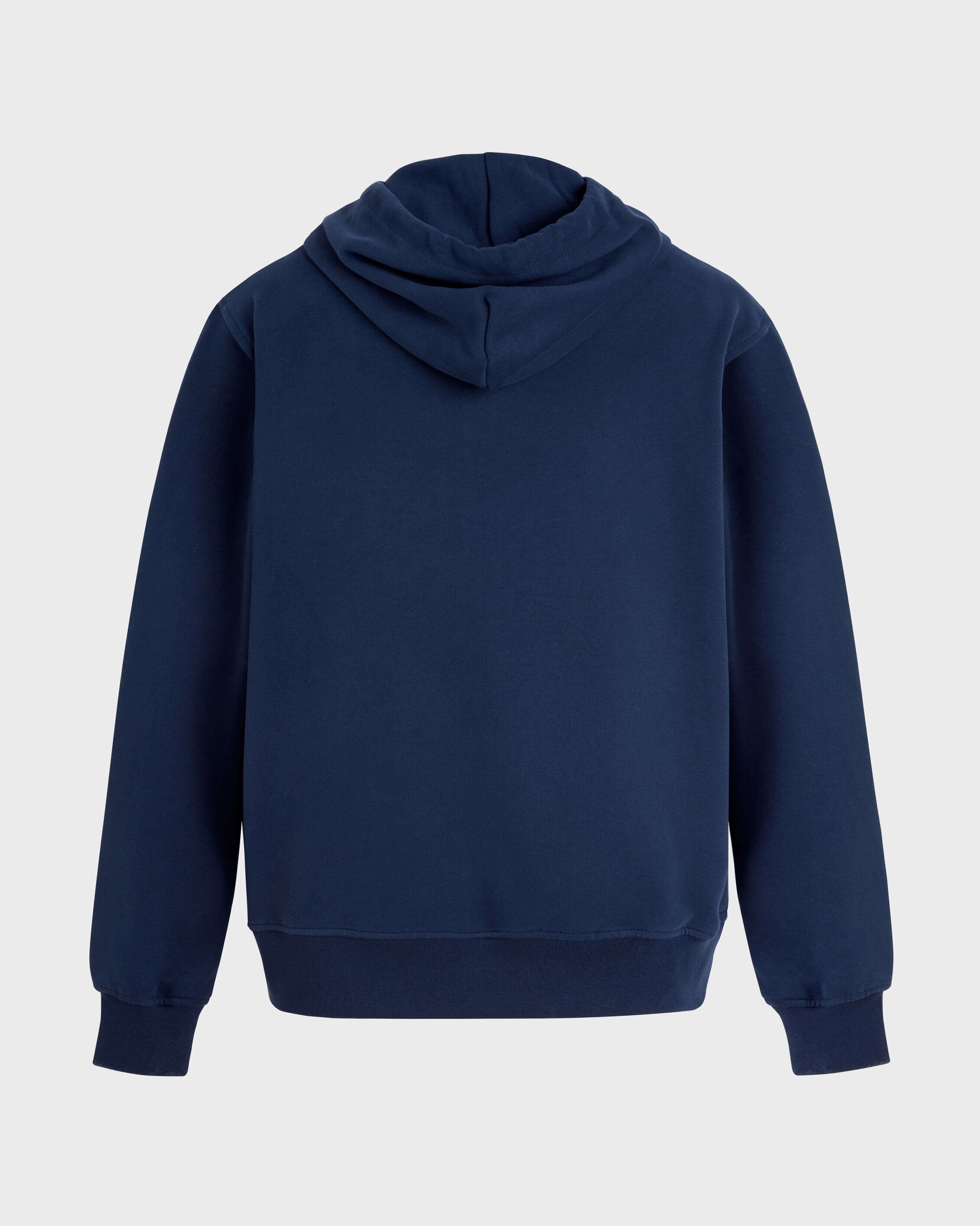 Men Cotton Full Zip Hoodie Sweatshirt Stitched Logo NAVY back view