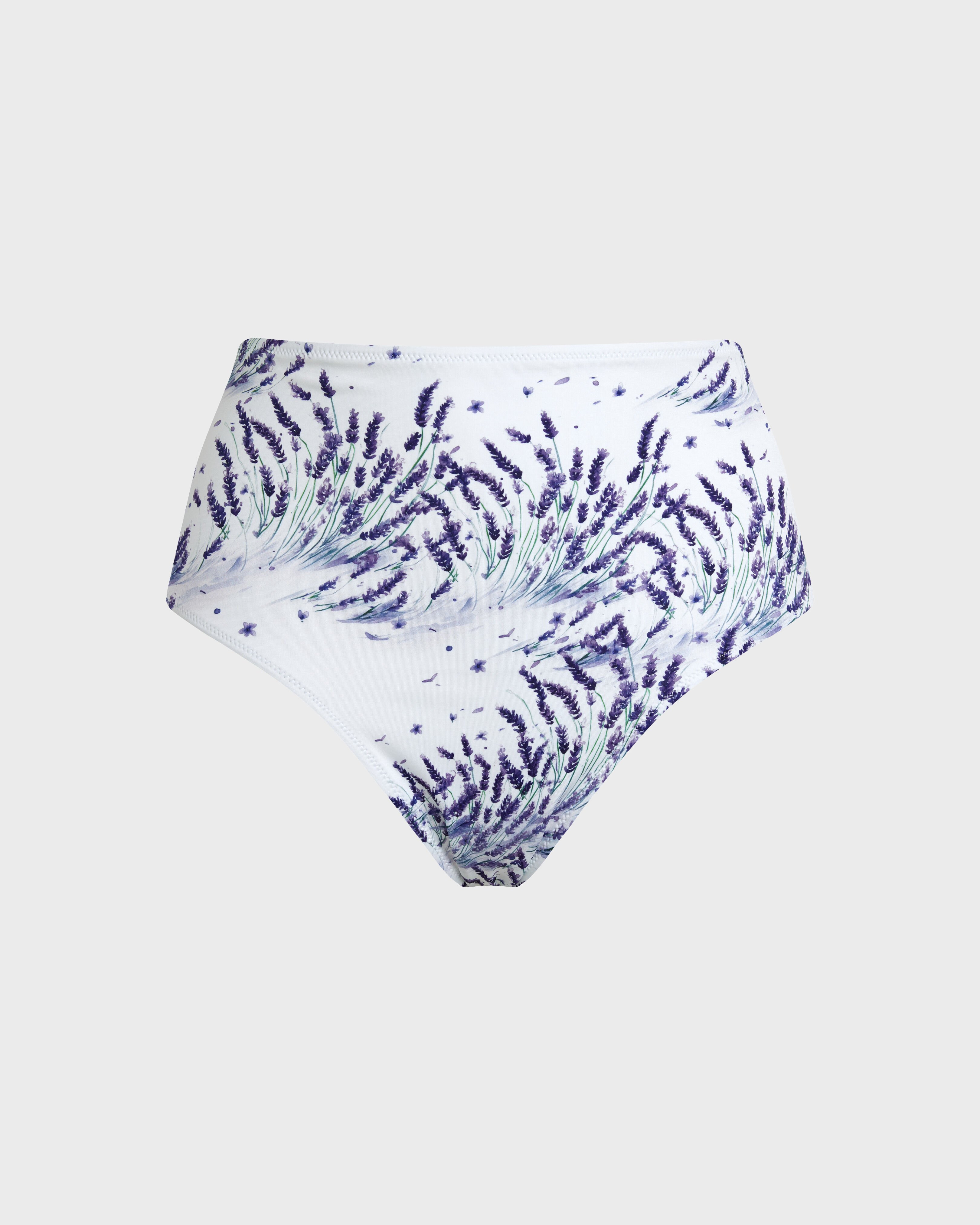 Women High-waisted Bikini Bottom Lavender - IN STOCK May 12th WHITE front view
