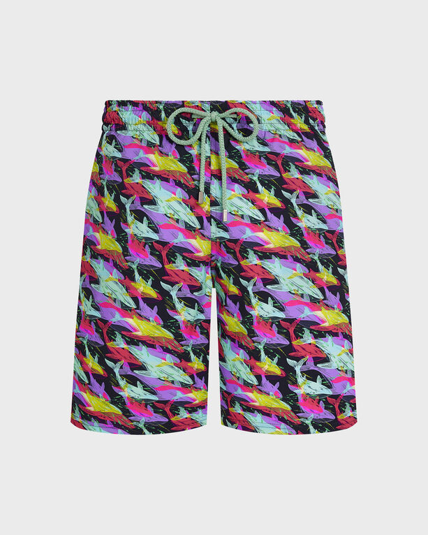 Vilebrequin - Men Long Stretch Swim Shorts Whales Offset - Swimwear - Okorise - Blue - Size L
