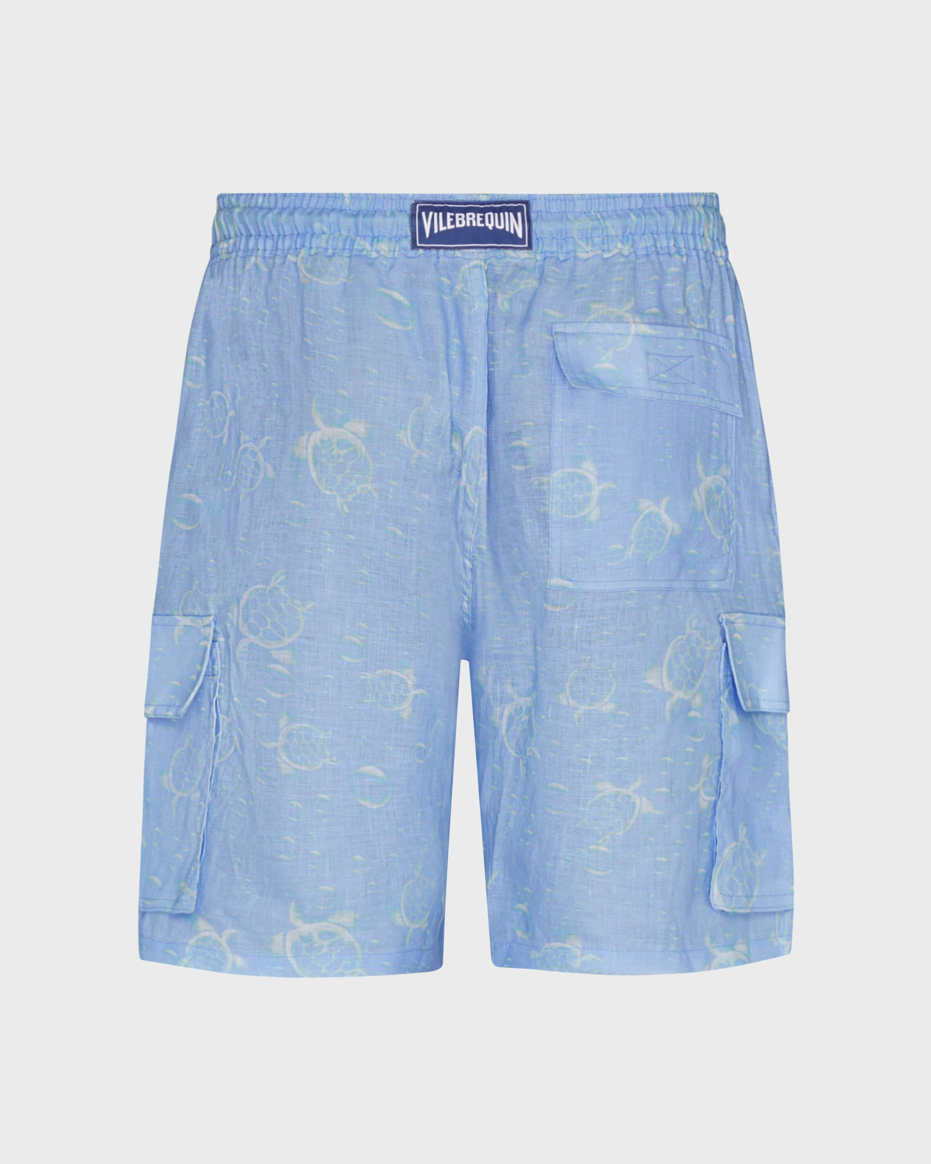Bermuda uomo in lino Bubbles Turtles 3D CLOUDY back view