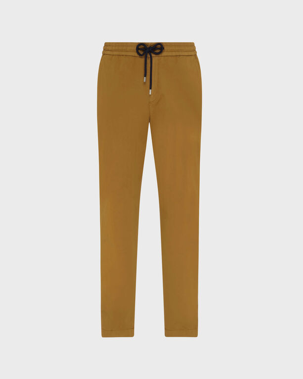 Vilebrequin - Men Satin Cotton Elastic Waist Pants Solid - Pant - Paulo - Brown - Size XL