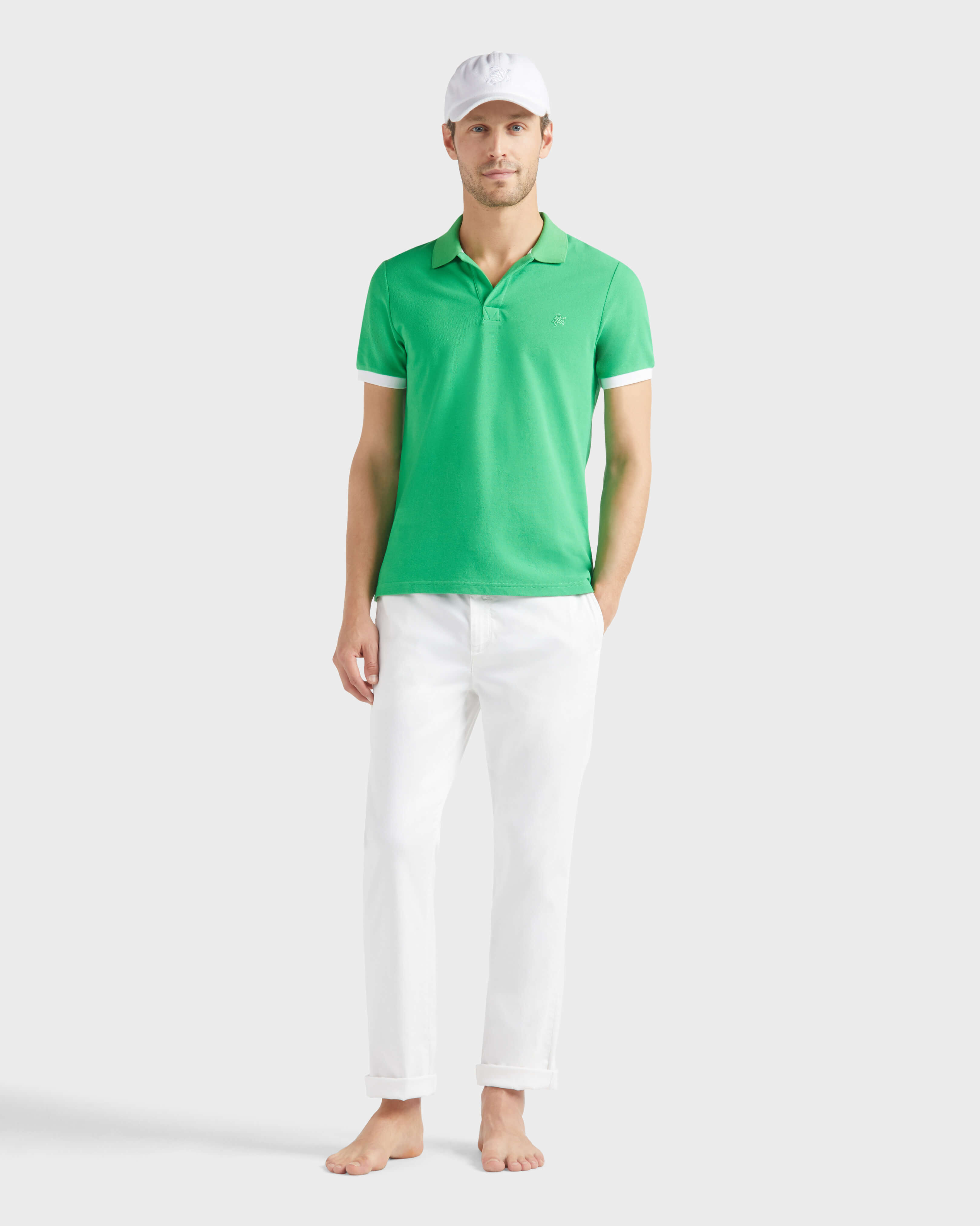 Men Elastic waist Tencel Satin Pants WHITE supp1 view