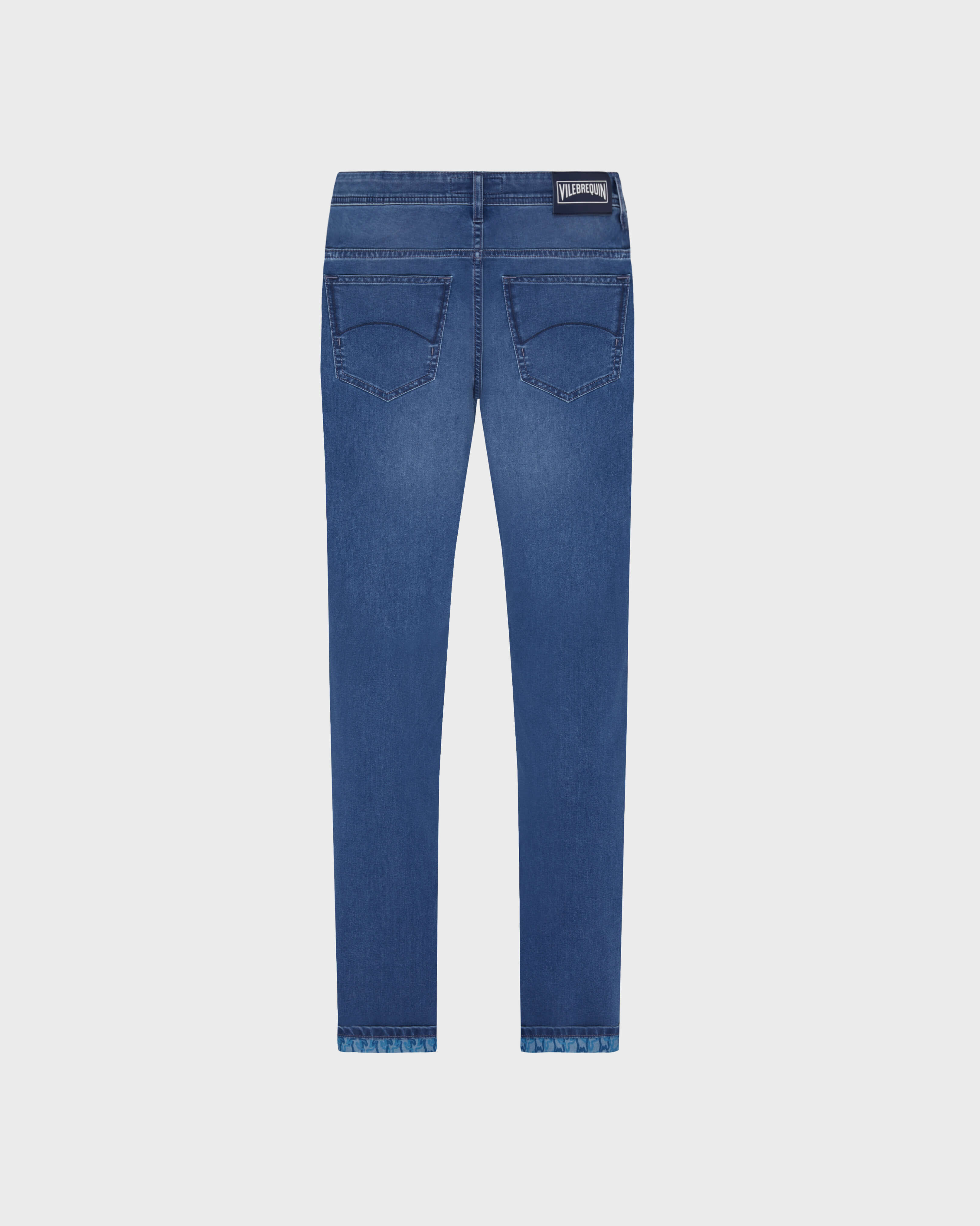 Men 5-Pockets Denim Pants Turtles Net MED DENIM W2 back view
