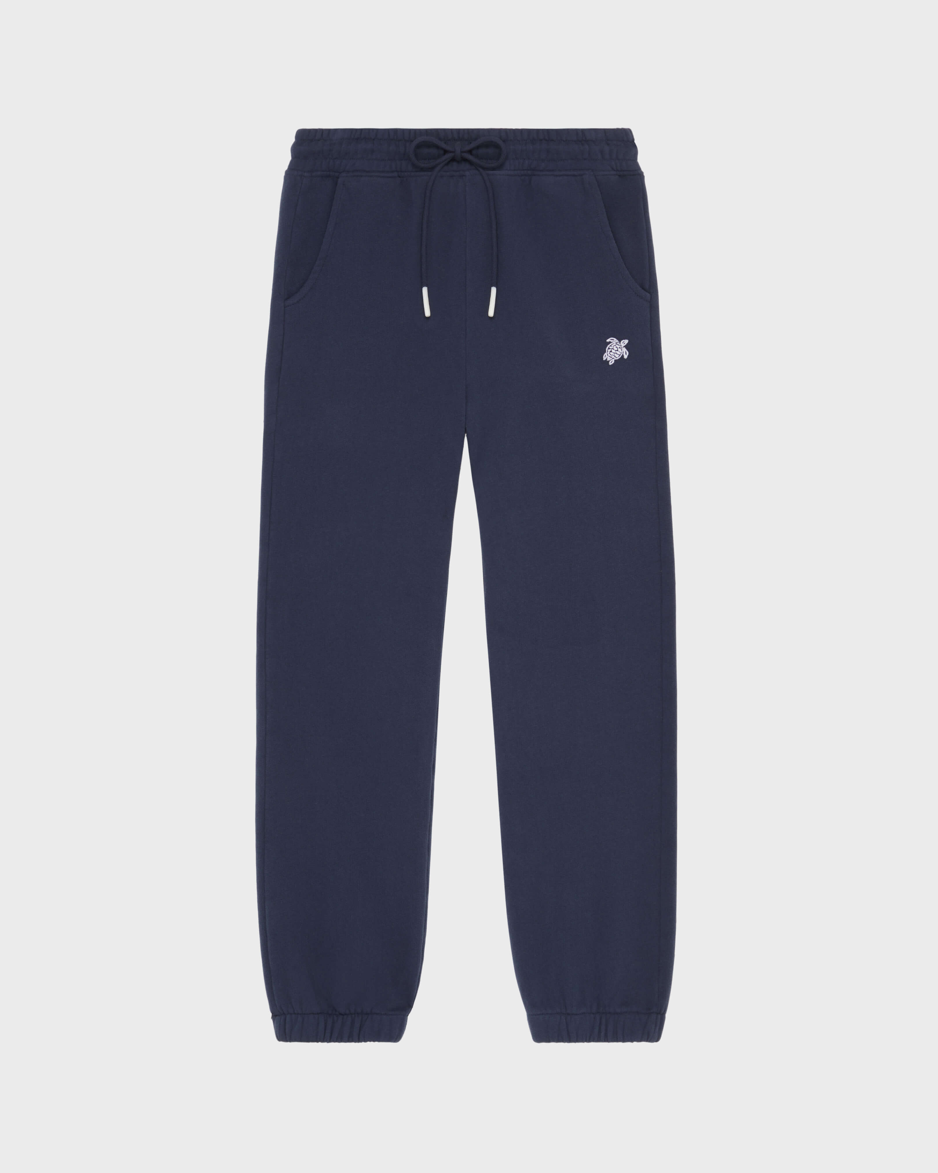 Kids Jogger Pants Embroidered Turtle NAVY front view