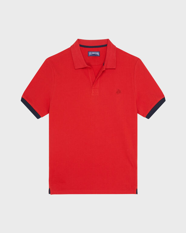 Vilebrequin - Men Organic Cotton Pique Polo Shirt Solid - Polo - Palatin - Red - Size XL