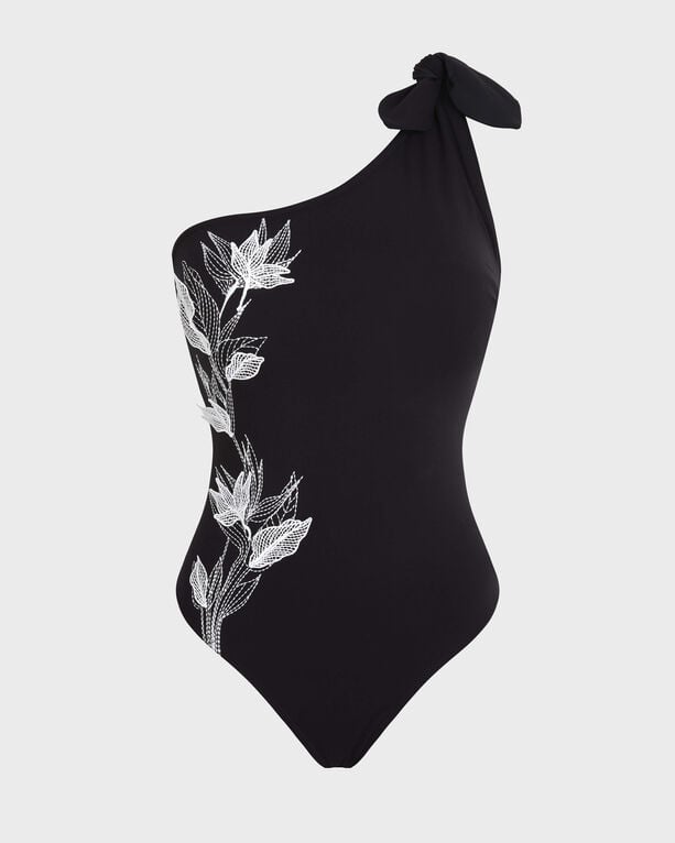 Vilebrequin - Women Asymmetrical One-piece Swimsuit Strelitzia Flower - Limited Collection - Swimwear - Naya - Black - Size S