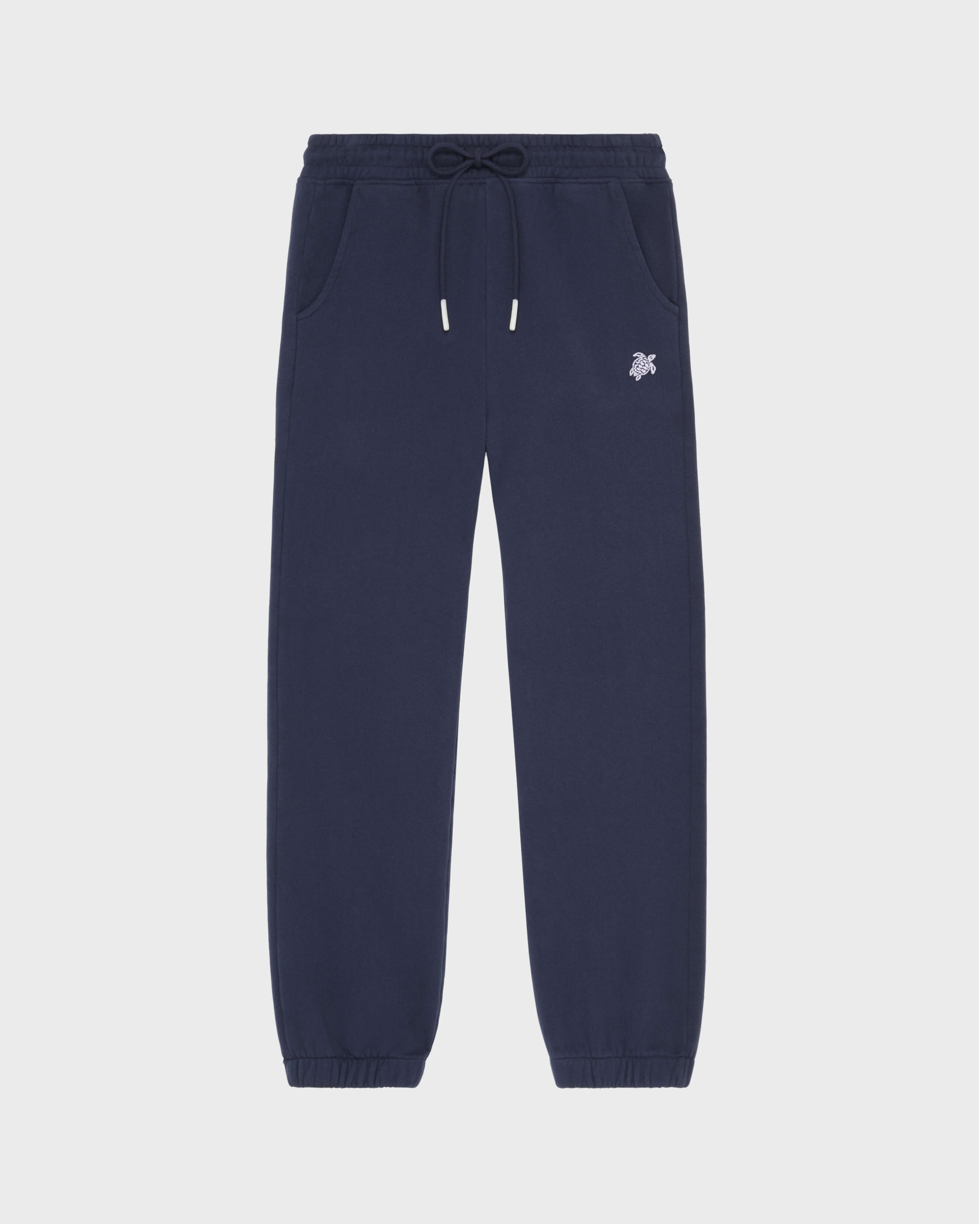Pantalon de jogging enfant Tortue brodée BLEU MARINE front view