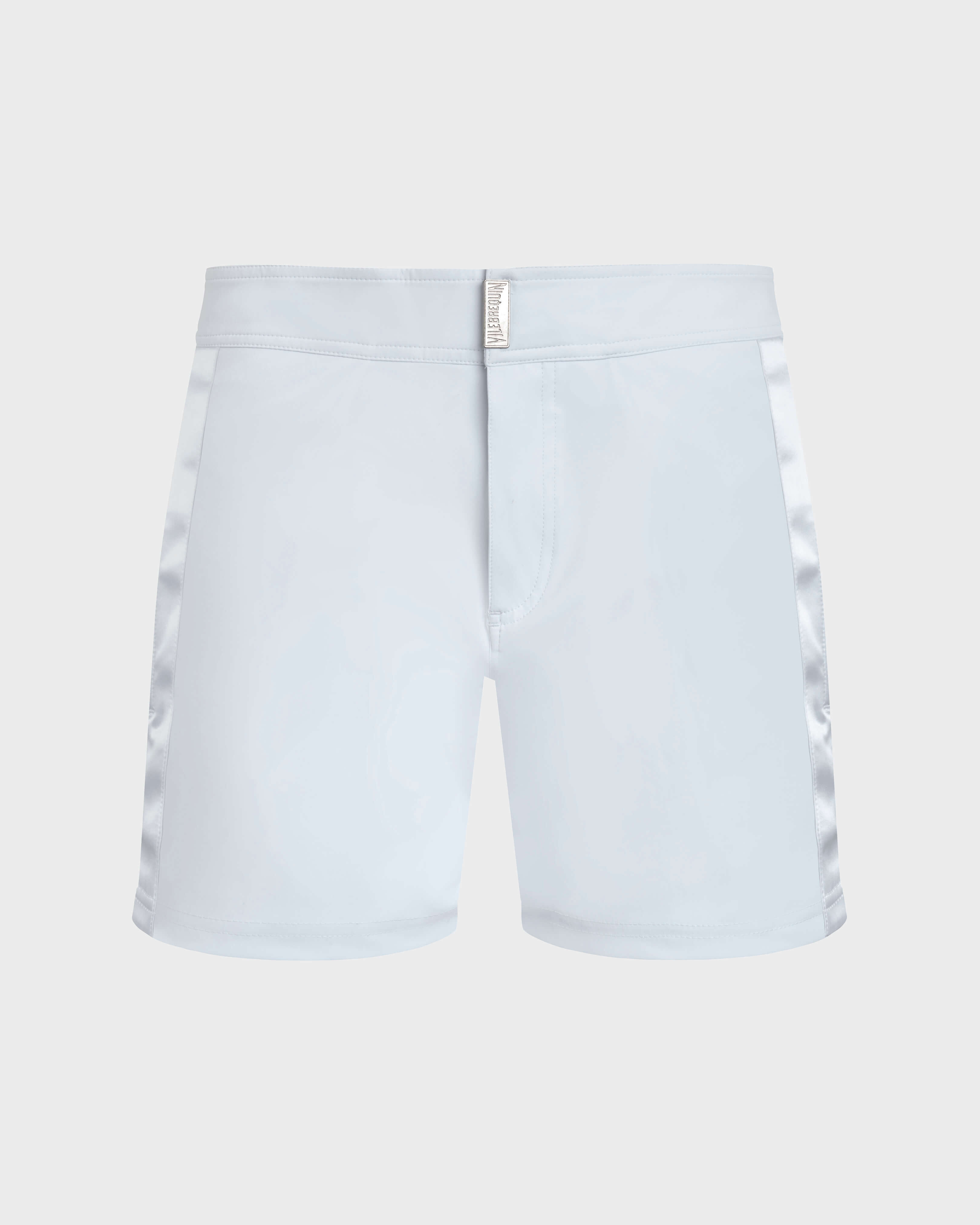 Men Flat belt Swim Shorts Tailoring WHITE front view