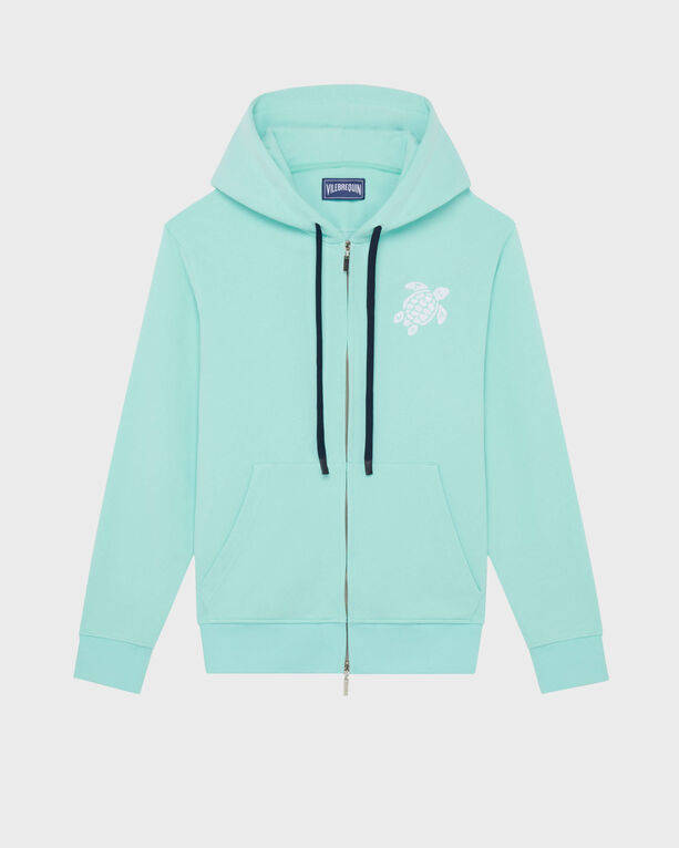 Vilebrequin - Men Cotton Full Zip Hoodie Big Turtle Embroidery - Sweater - Malanti - Green - Size XXL