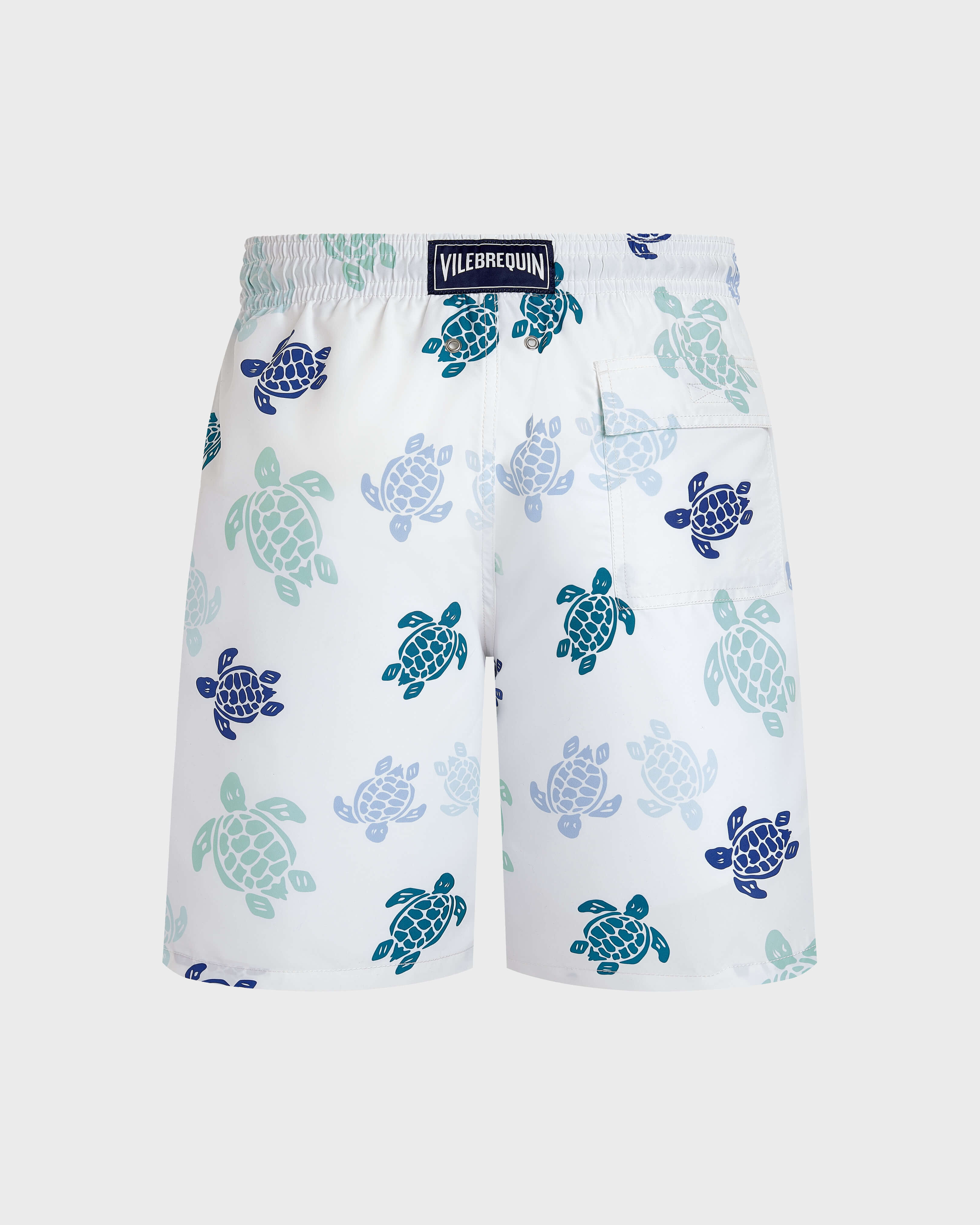 Lange Tortues Multicolores Badeshorts für Herren WEISS back view